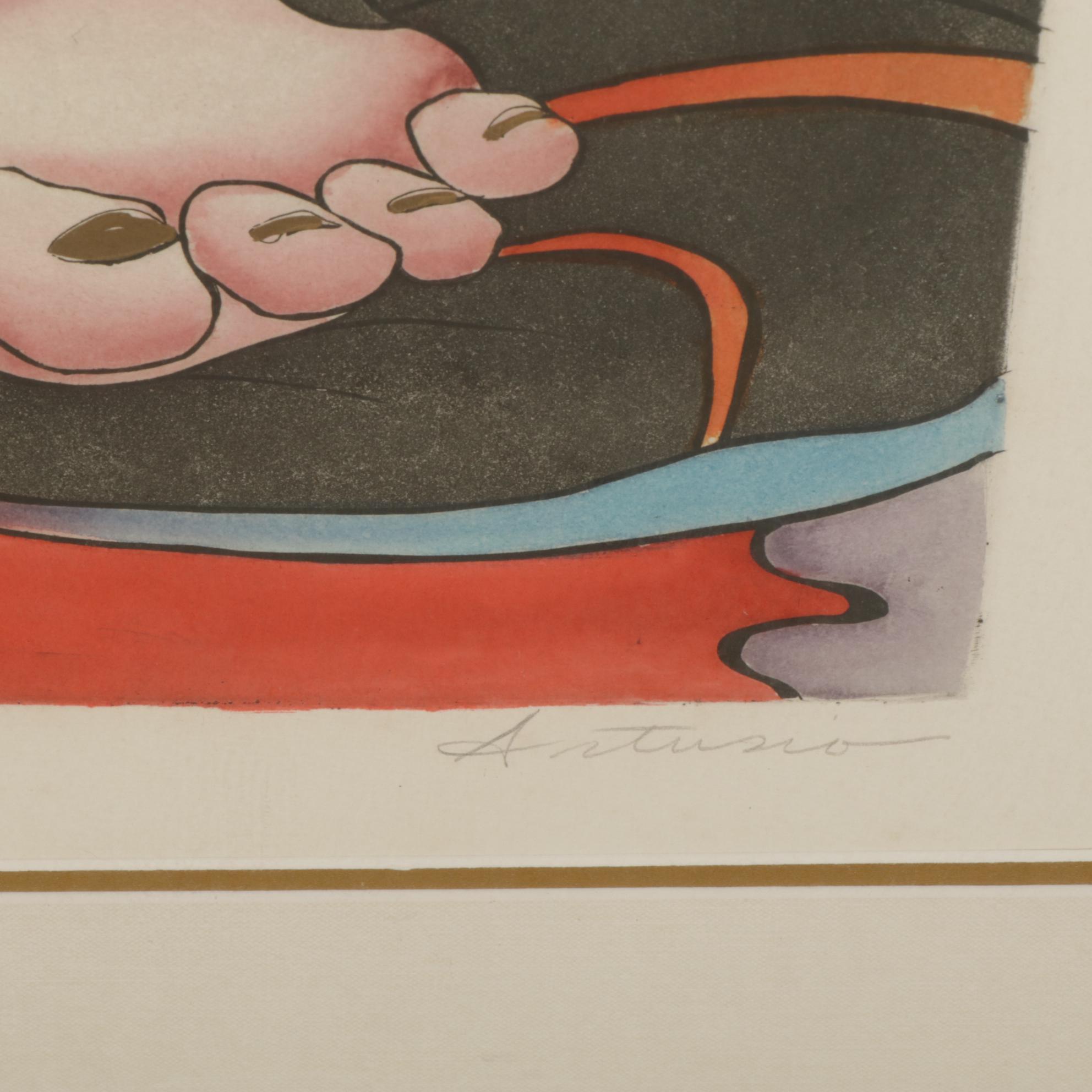 Antonio Modernist Lithograph "On the Town II," Late 20th Century