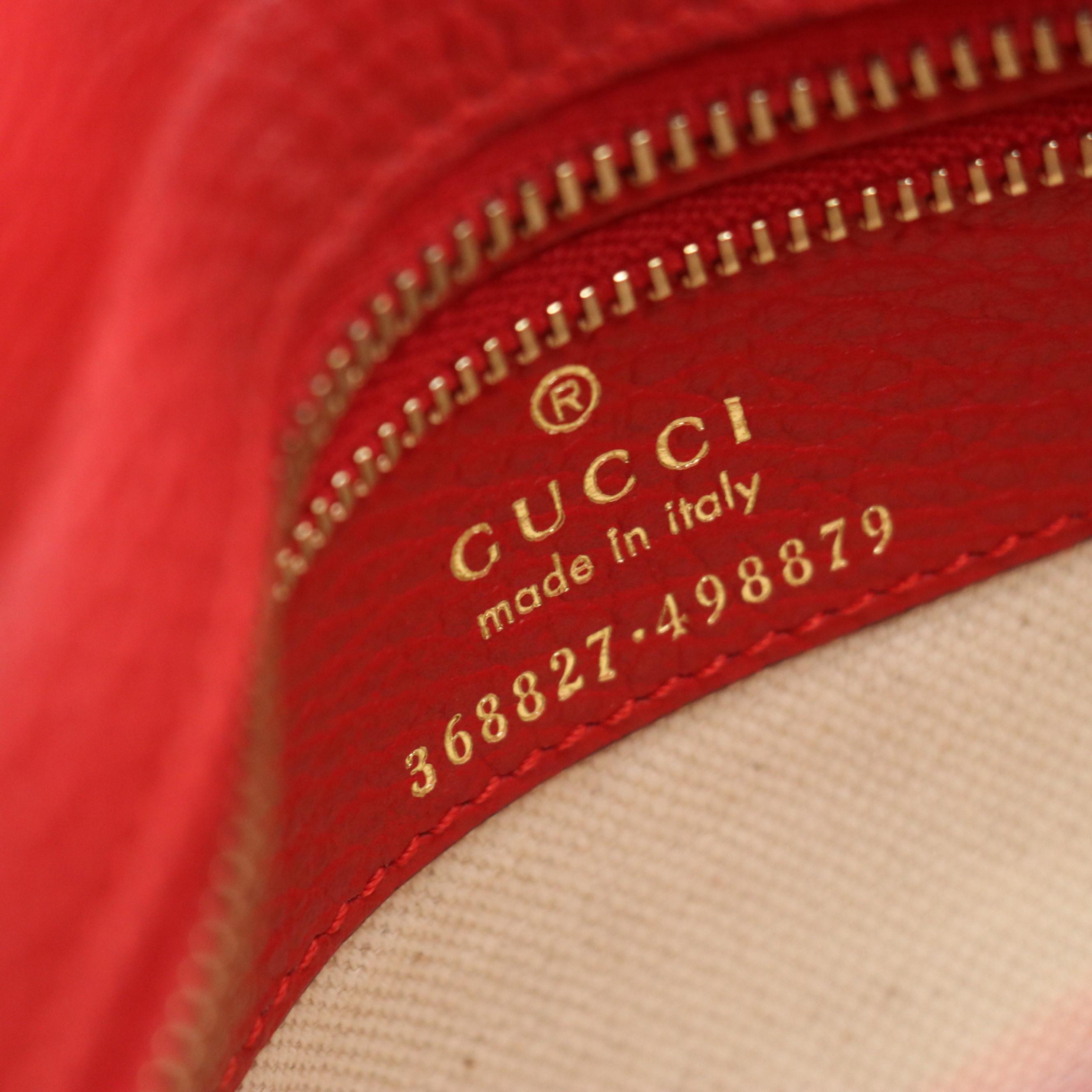 Gucci Two-Way Swing Tote in Cherry Red Grained Leather