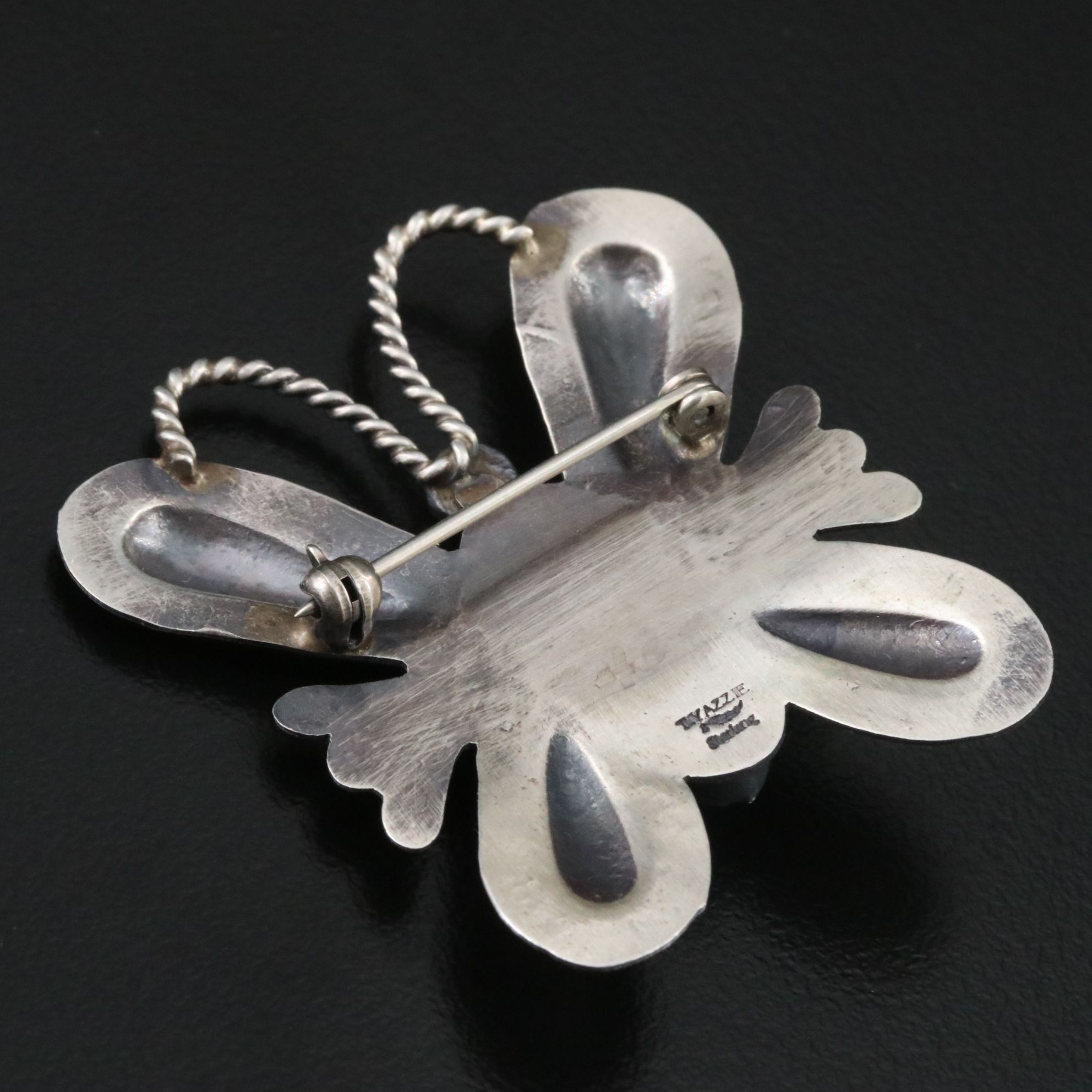 Southwestern T. Yazzie Sterling Turquoise Butterfly Brooch