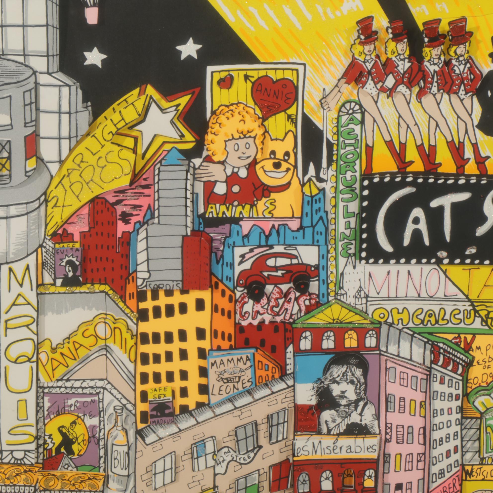 Charles Fazzino Dimensional Serigraph "Night on Broadway," Late 20th Century