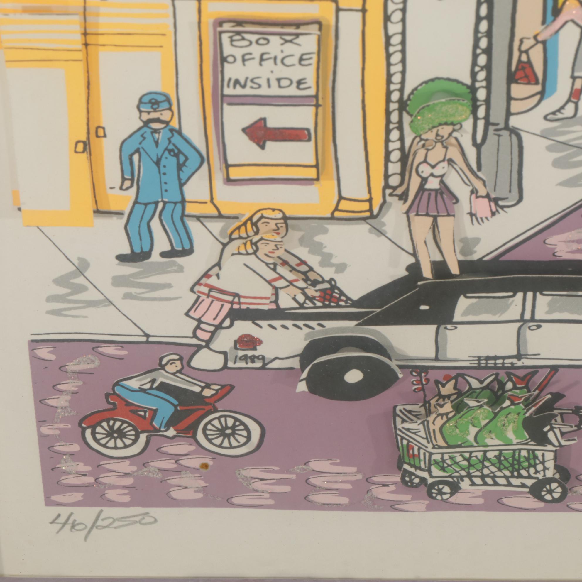 Charles Fazzino Dimensional Serigraph "Night on Broadway," Late 20th Century