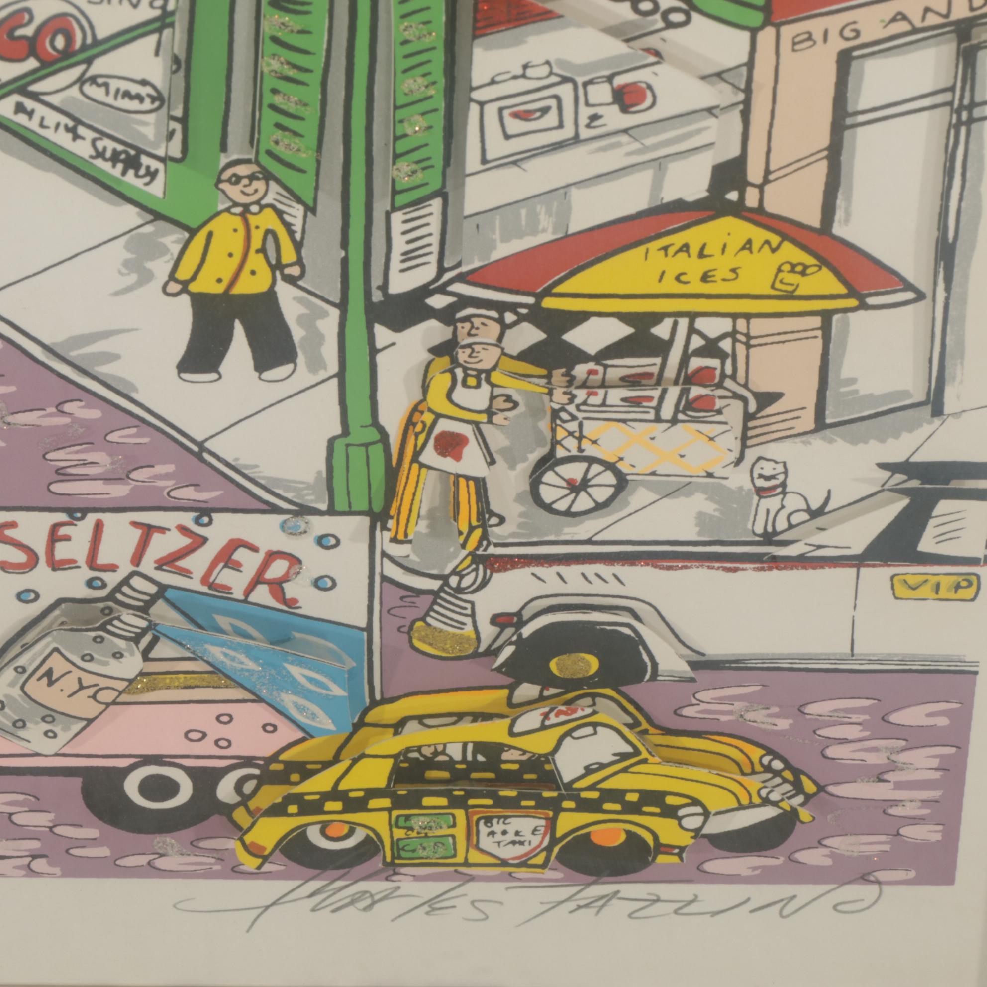 Charles Fazzino Dimensional Serigraph "Night on Broadway," Late 20th Century