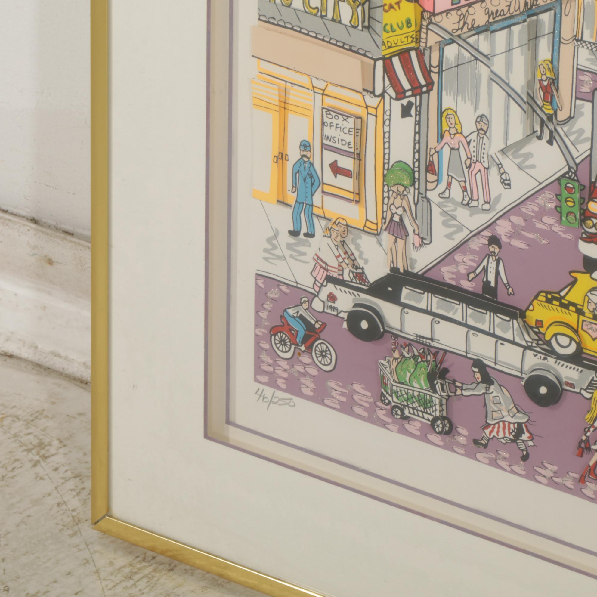 Charles Fazzino Dimensional Serigraph "Night on Broadway," Late 20th Century