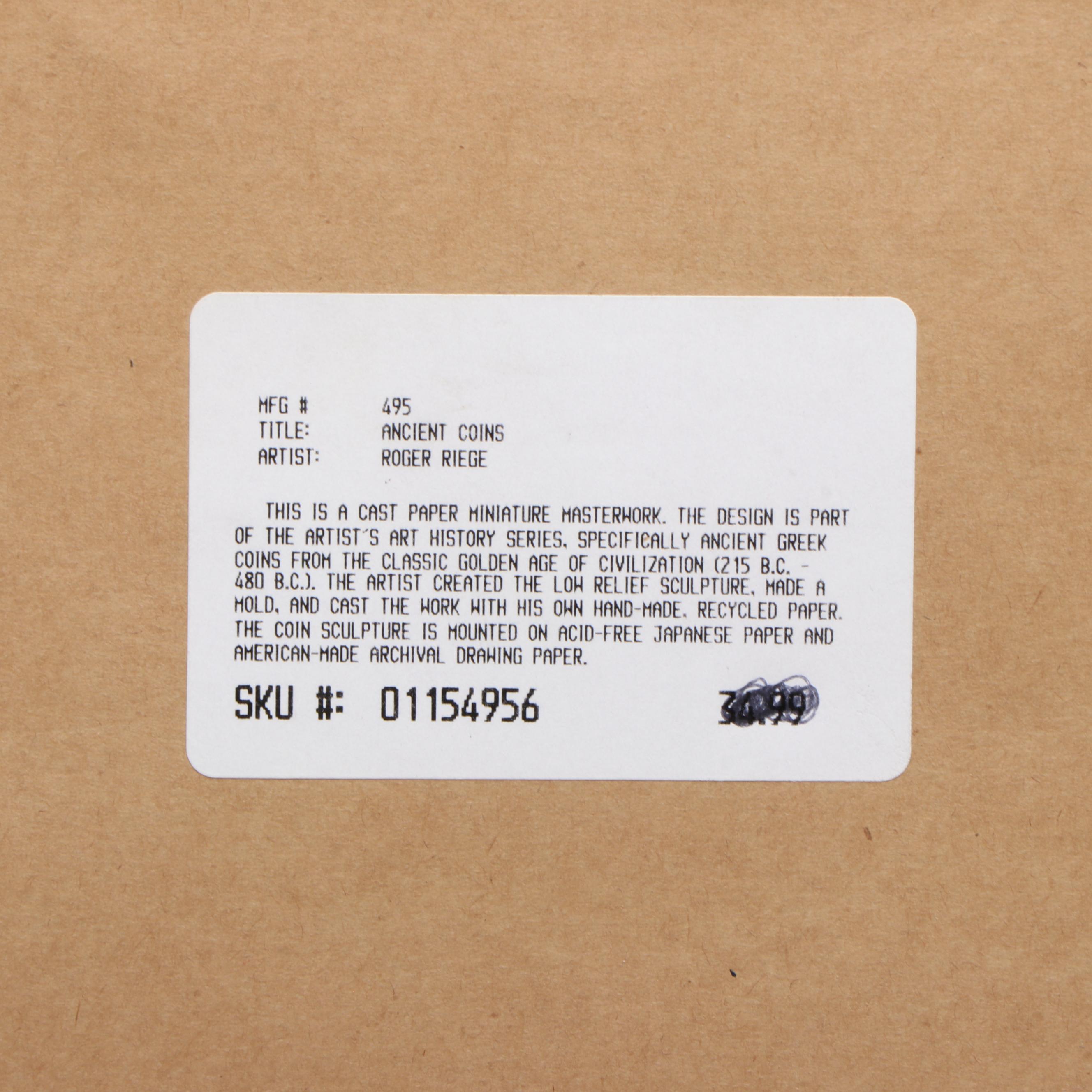 Rodger Riege Neoclassical Cast Paper Relief