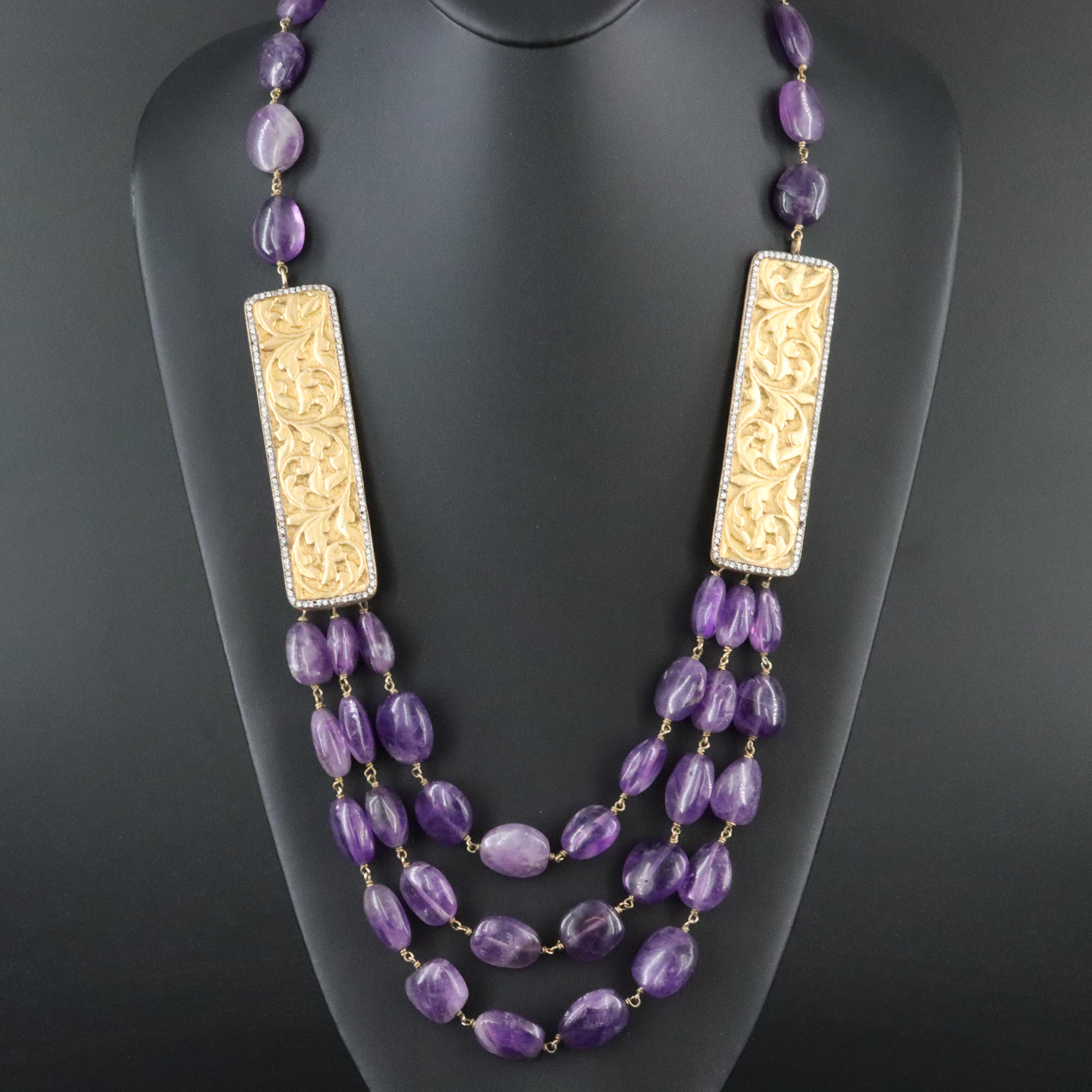 Amethyst and CZ Necklace