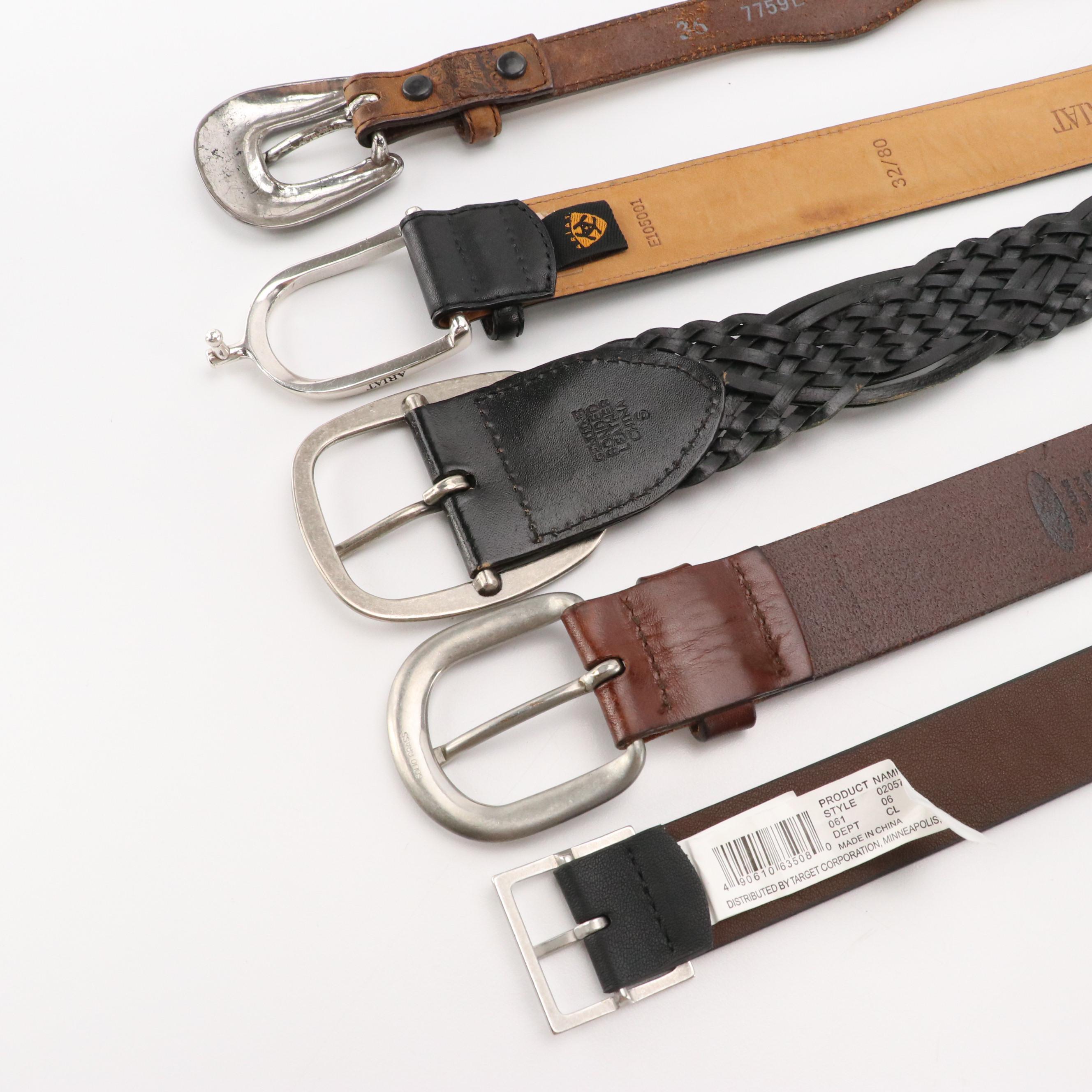 Men's Tony Lama, Ariat, Old Navy, and Target Leather Belts