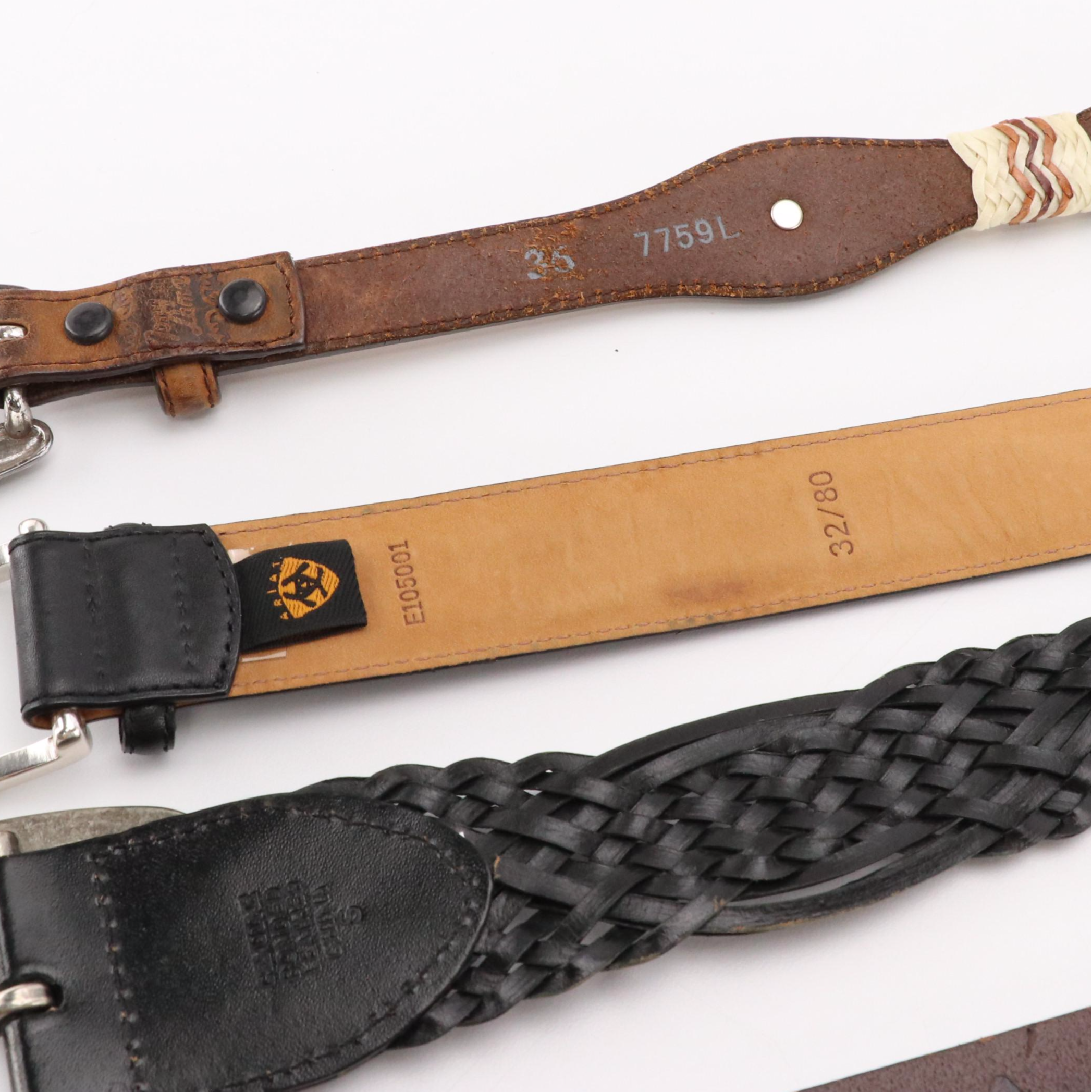 Men's Tony Lama, Ariat, Old Navy, and Target Leather Belts