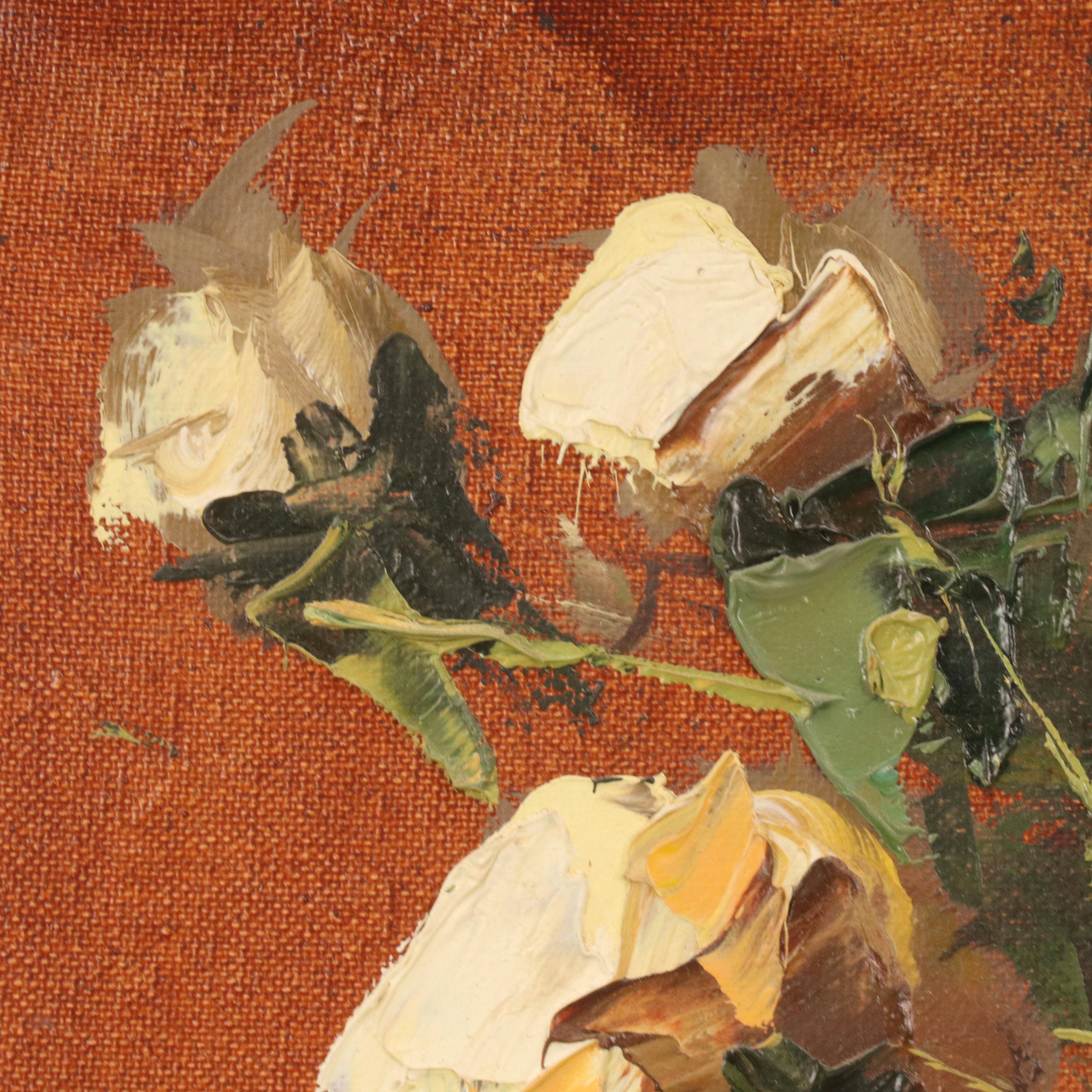 Impasto Floral Still Life Oil Painting, Mid-20th Century