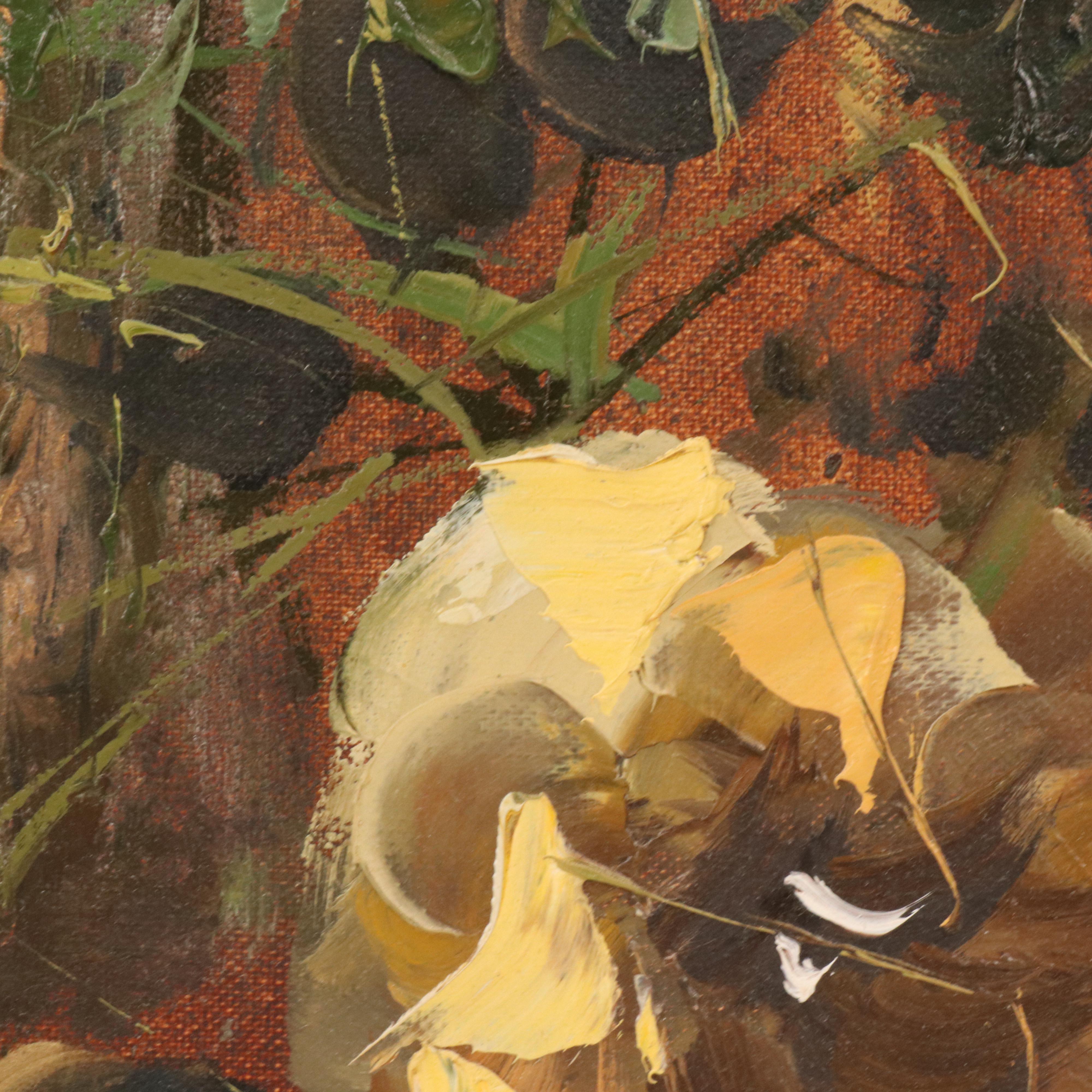 Impasto Floral Still Life Oil Painting, Mid-20th Century