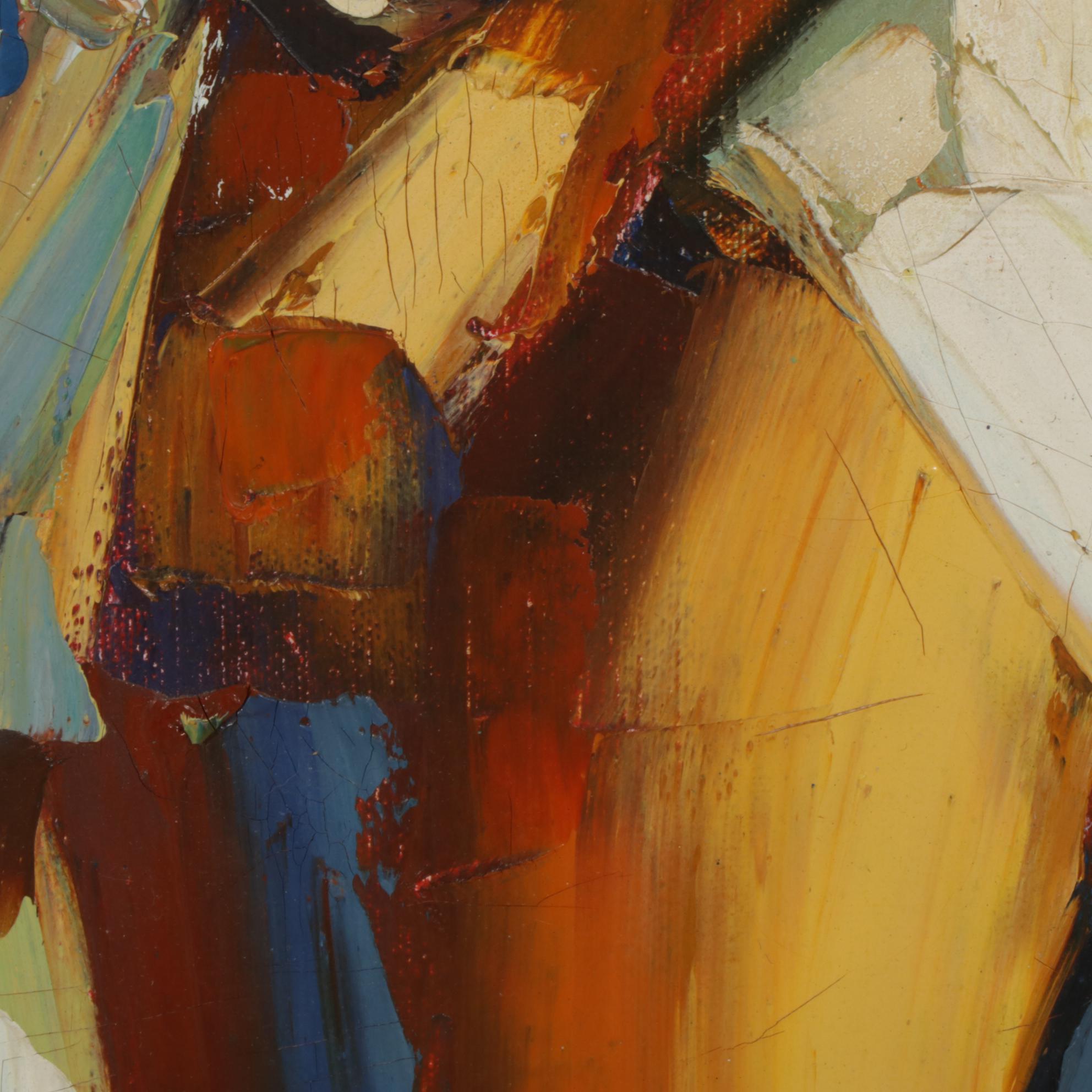 Roy Hustin "A Day at the Beach" Impasto Oil Painting, Late 20th Century