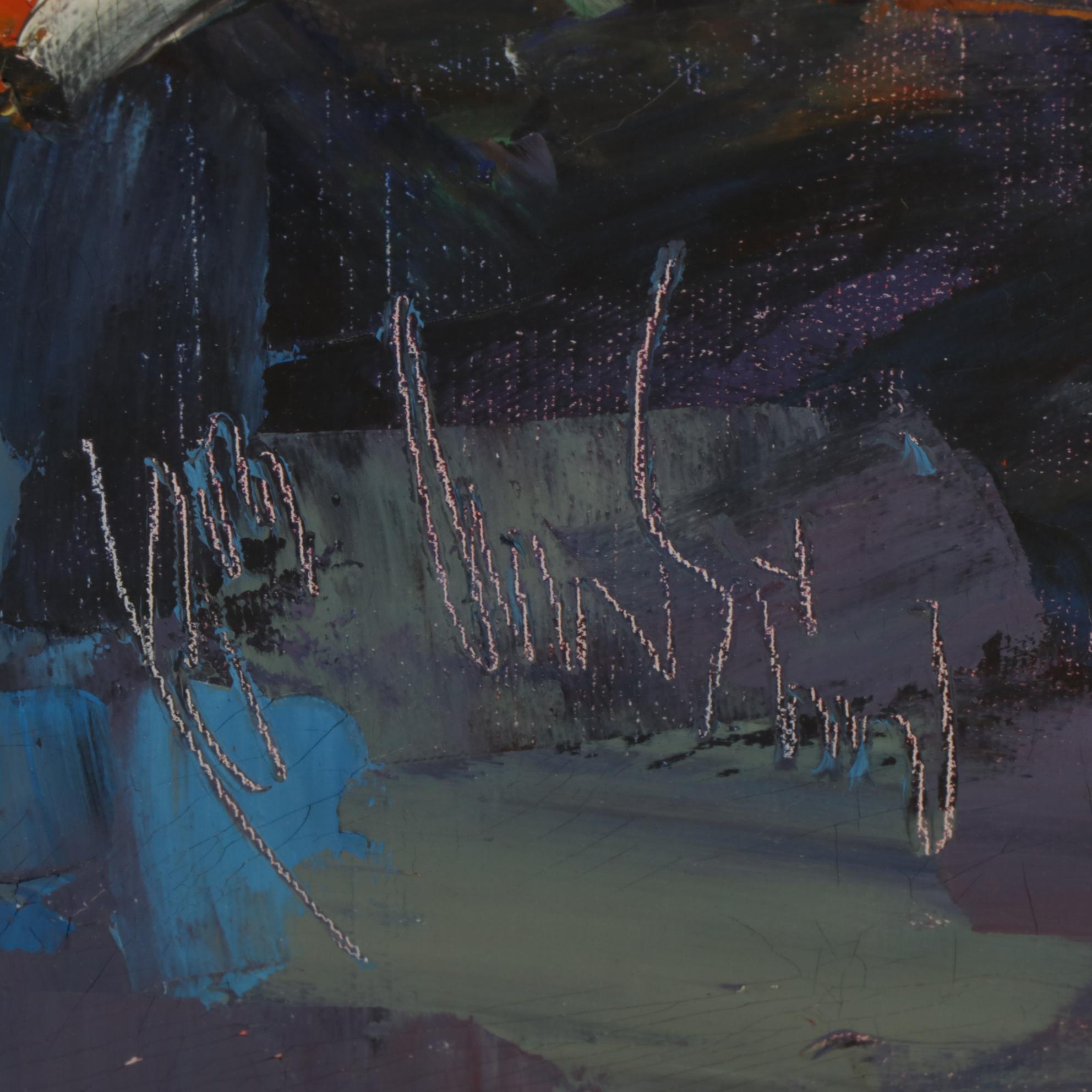 Roy Hustin "A Day at the Beach" Impasto Oil Painting, Late 20th Century