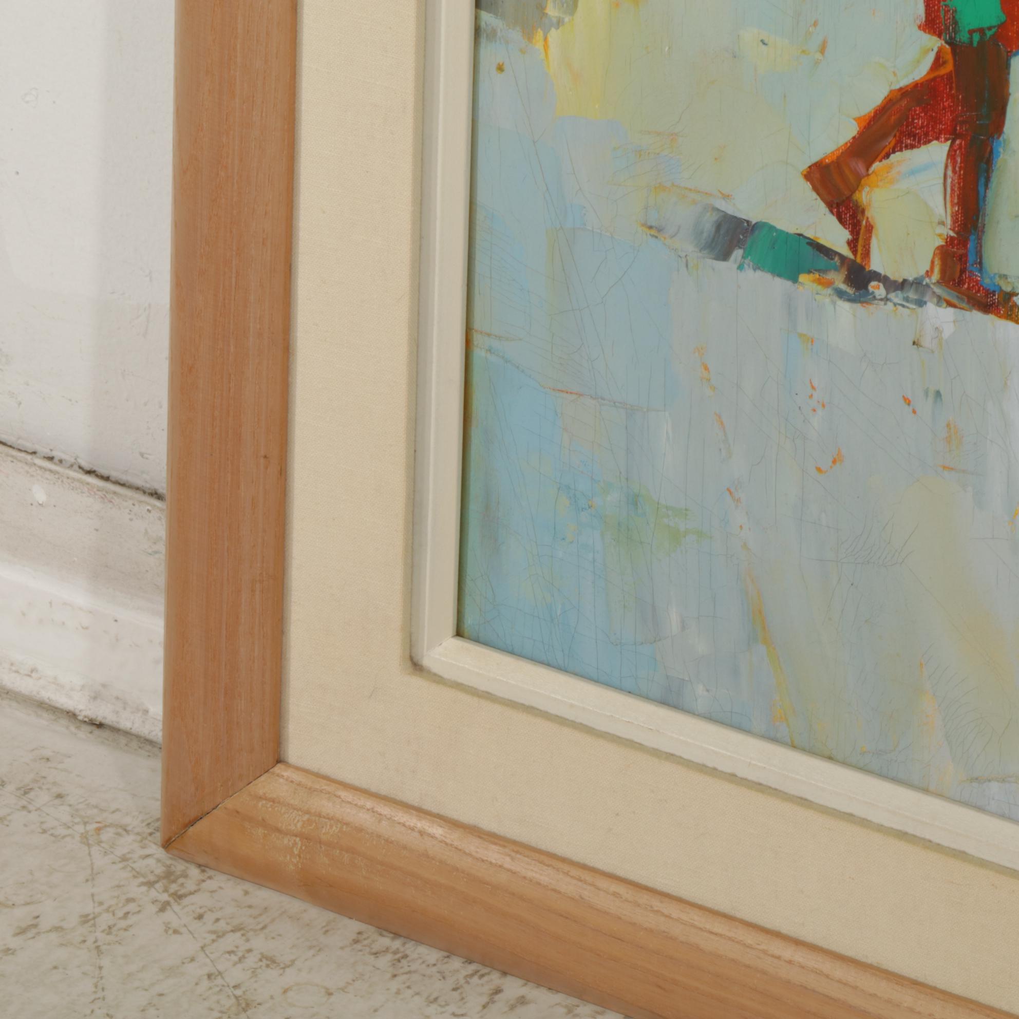 Roy Hustin "A Day at the Beach" Impasto Oil Painting, Late 20th Century