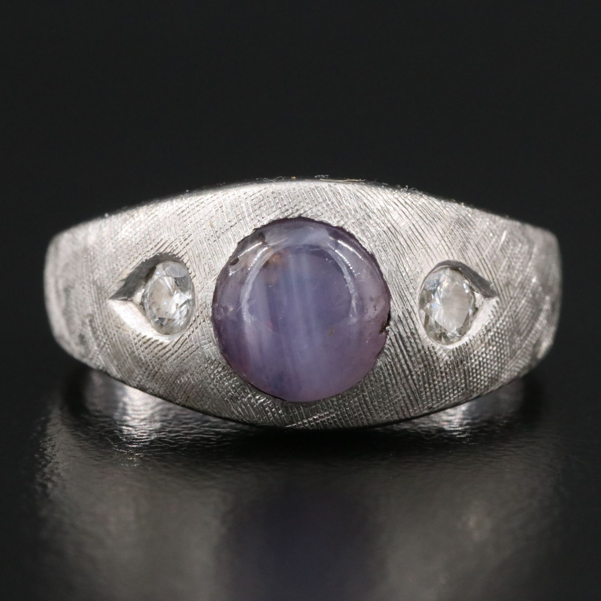 Vintage 14K Star Sapphire and Diamond Ring