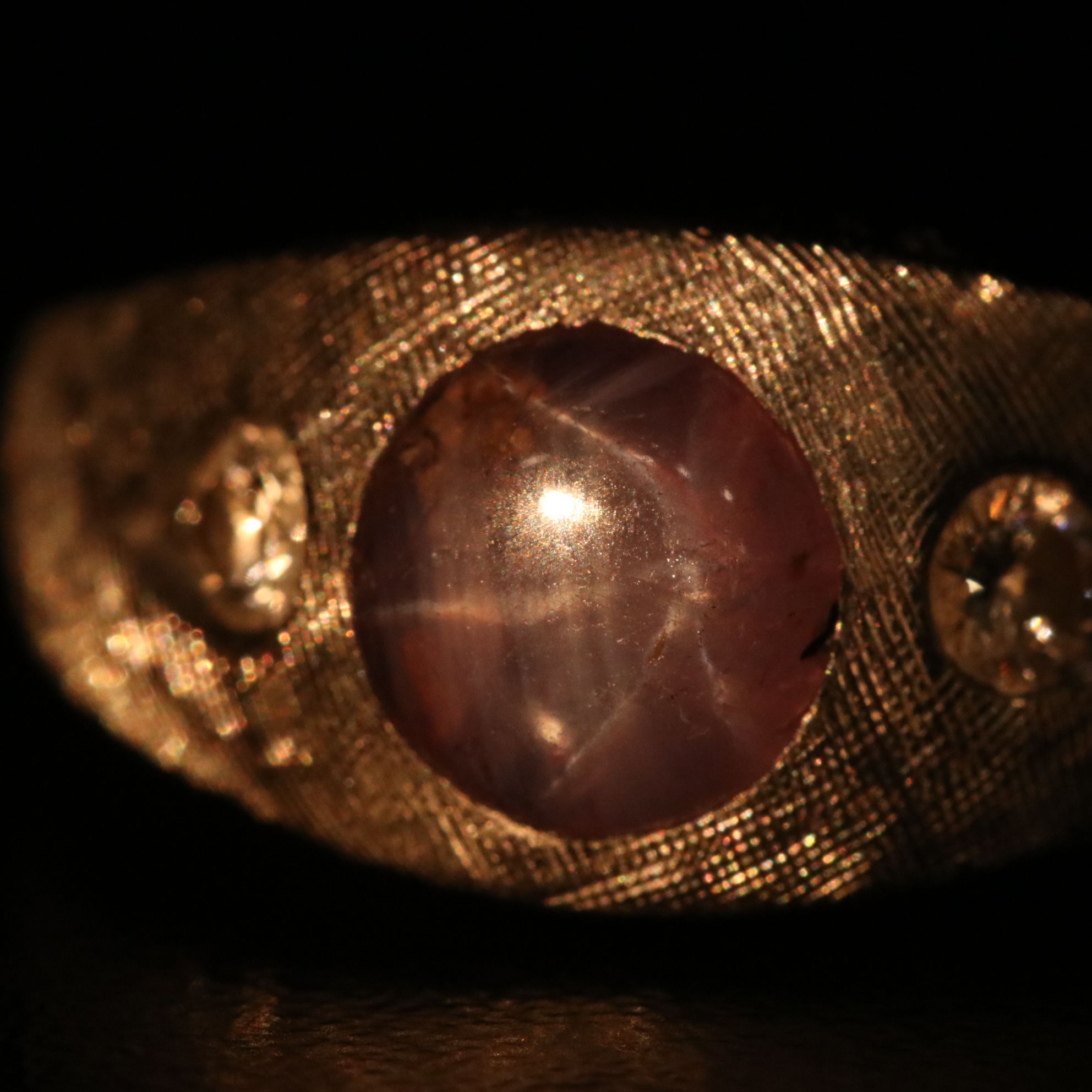 Vintage 14K Star Sapphire and Diamond Ring
