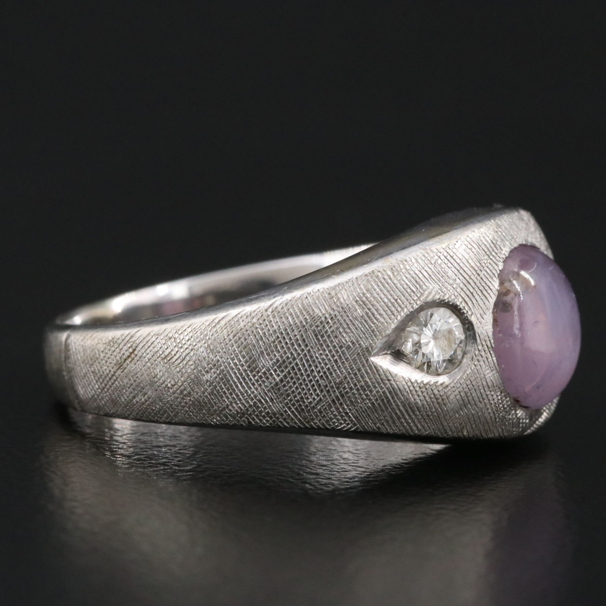 Vintage 14K Star Sapphire and Diamond Ring