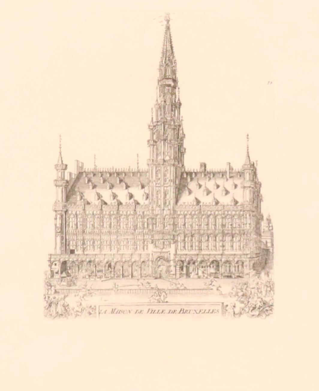 Architectural Engraving "La Maison de Ville de Bruxelles"