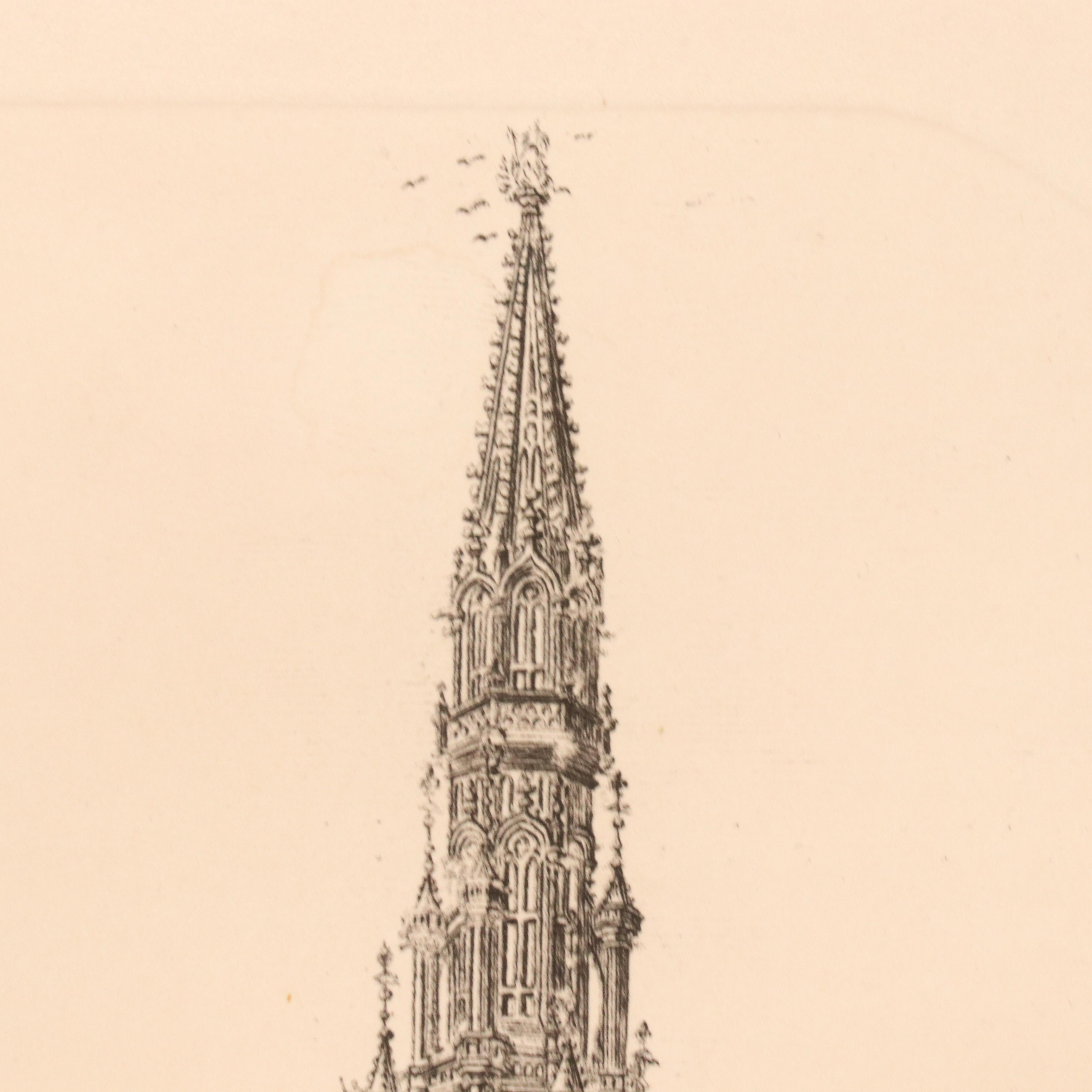 Architectural Engraving "La Maison de Ville de Bruxelles"