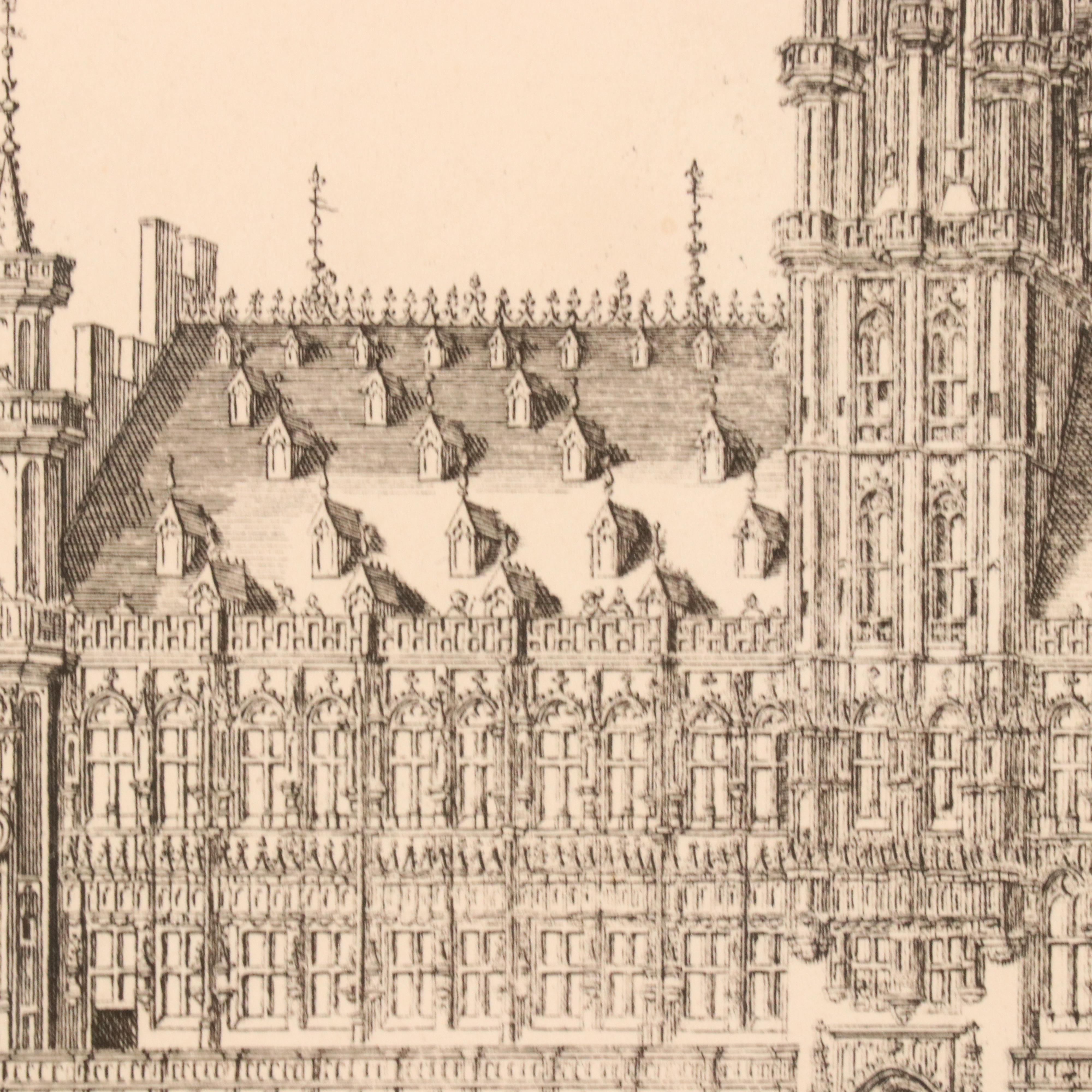 Architectural Engraving "La Maison de Ville de Bruxelles"