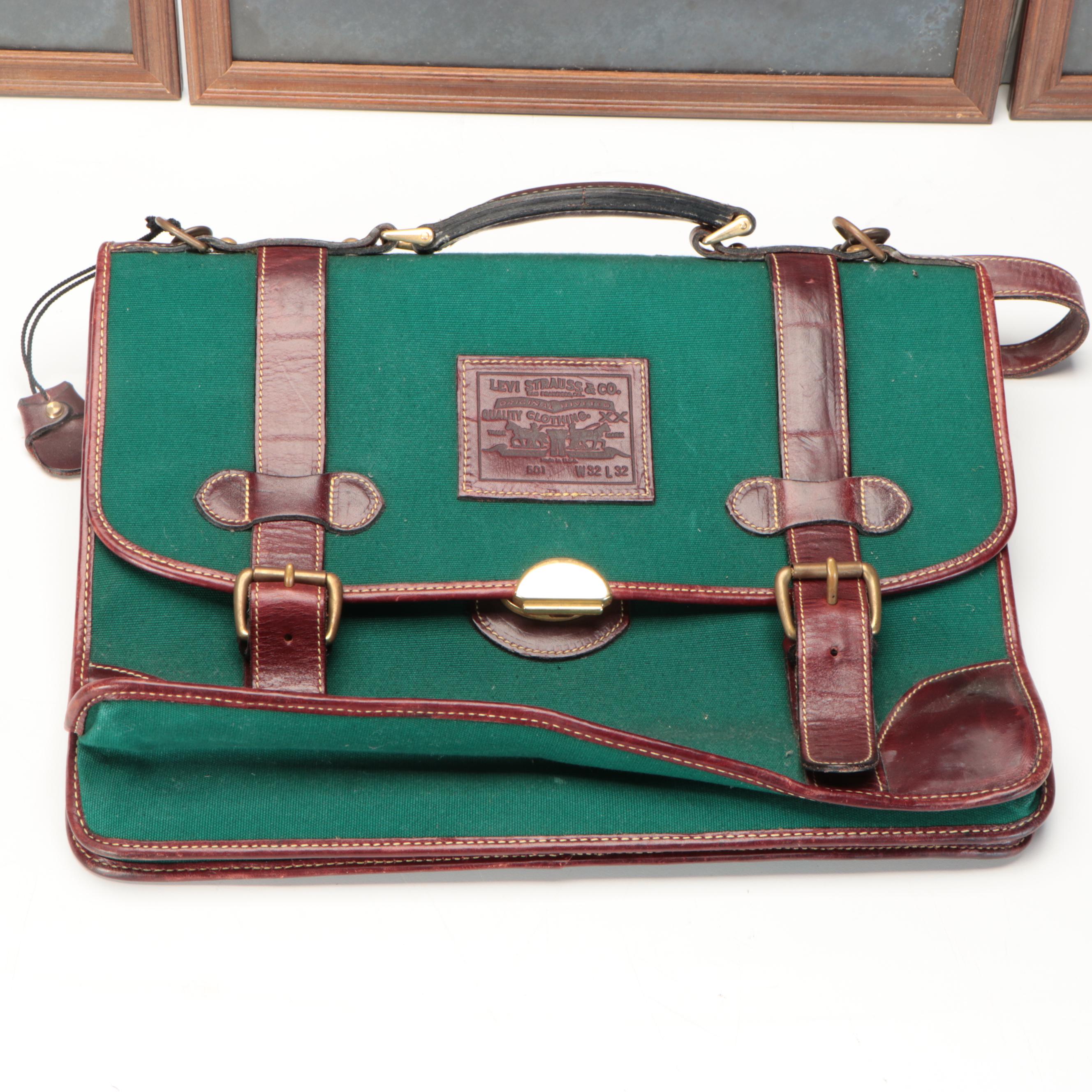 Levi Strauss "Levi's 501 Blues" Framed Advertising with Levi Strauss Satchel