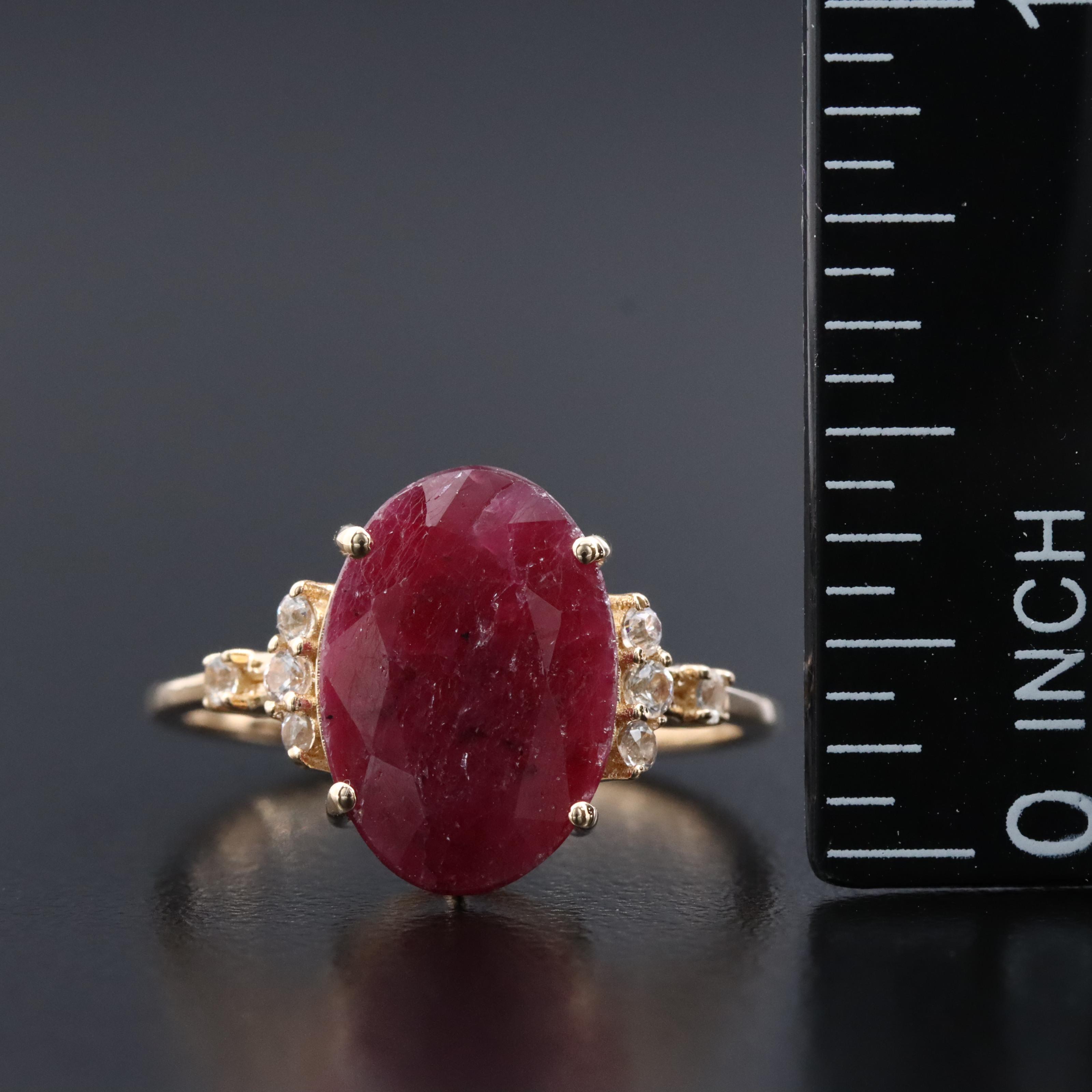 14K 3.89 CT Ruby and White Sapphire Ring