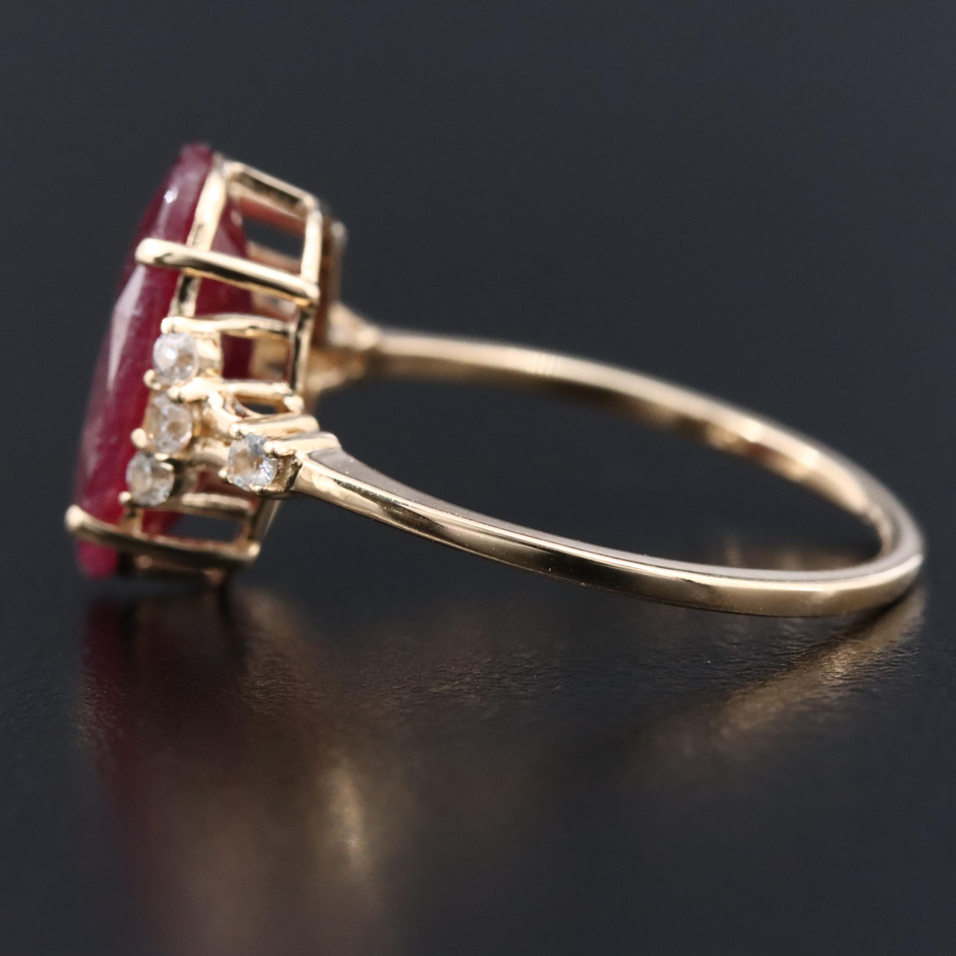 14K 3.89 CT Ruby and White Sapphire Ring