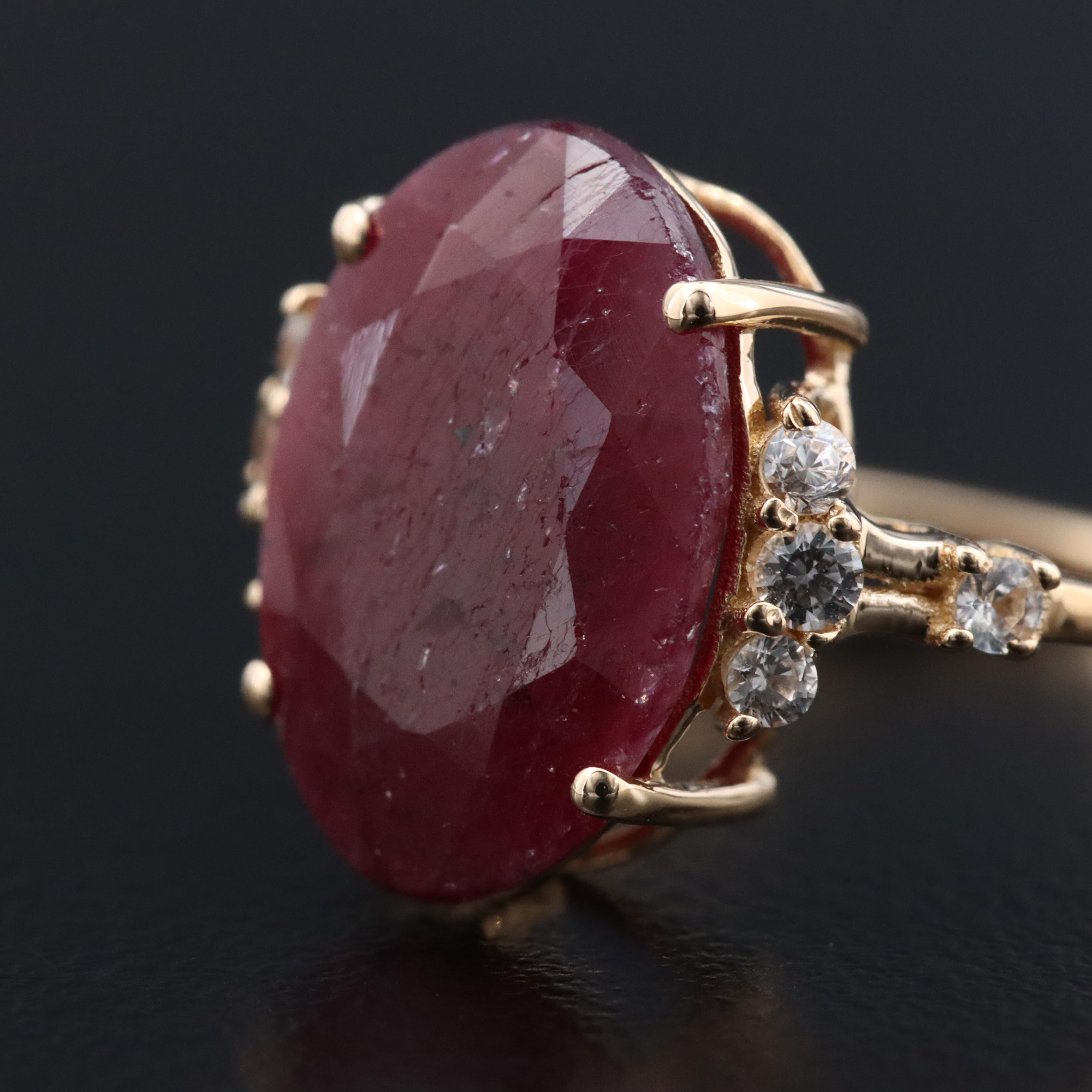 14K 3.89 CT Ruby and White Sapphire Ring