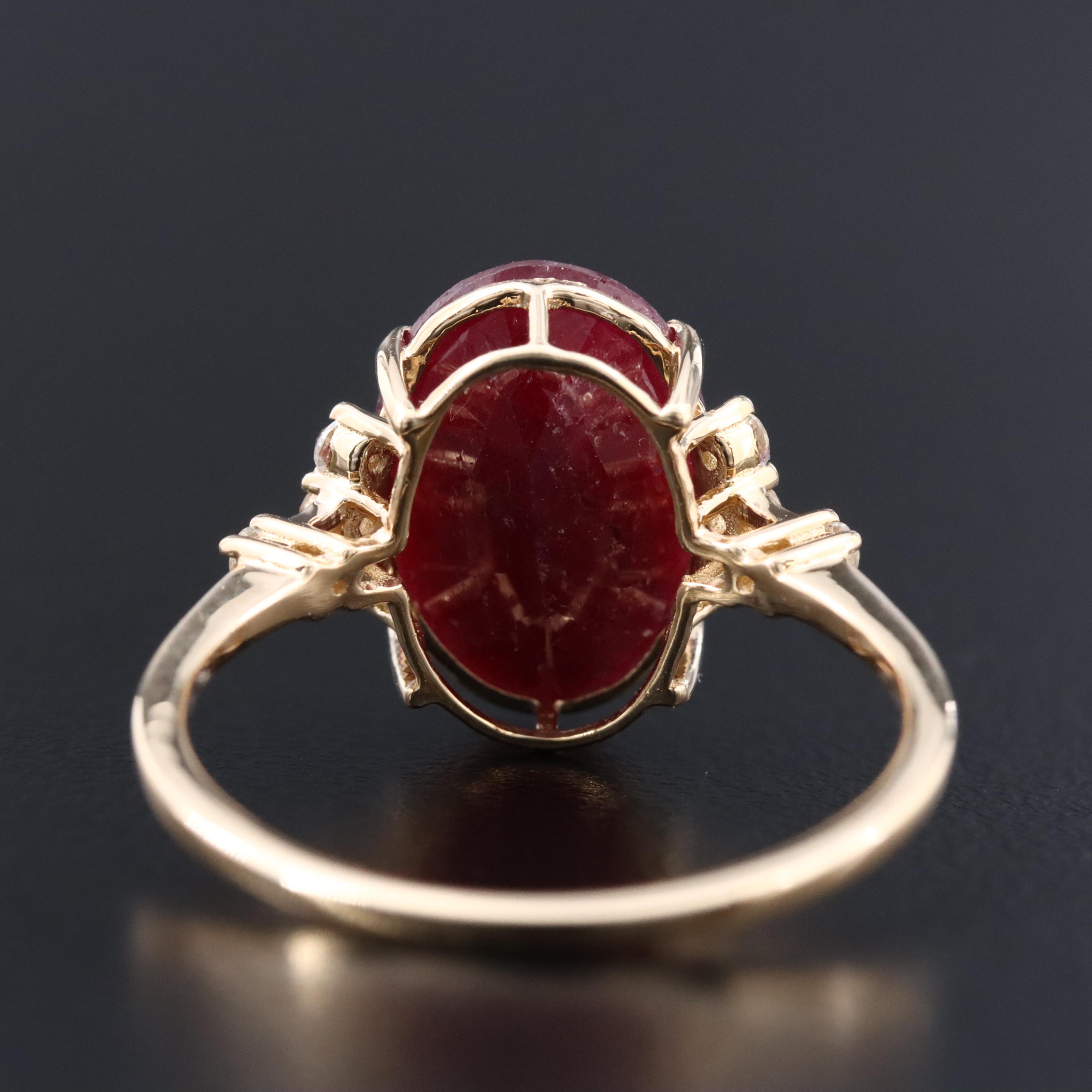 14K 3.89 CT Ruby and White Sapphire Ring