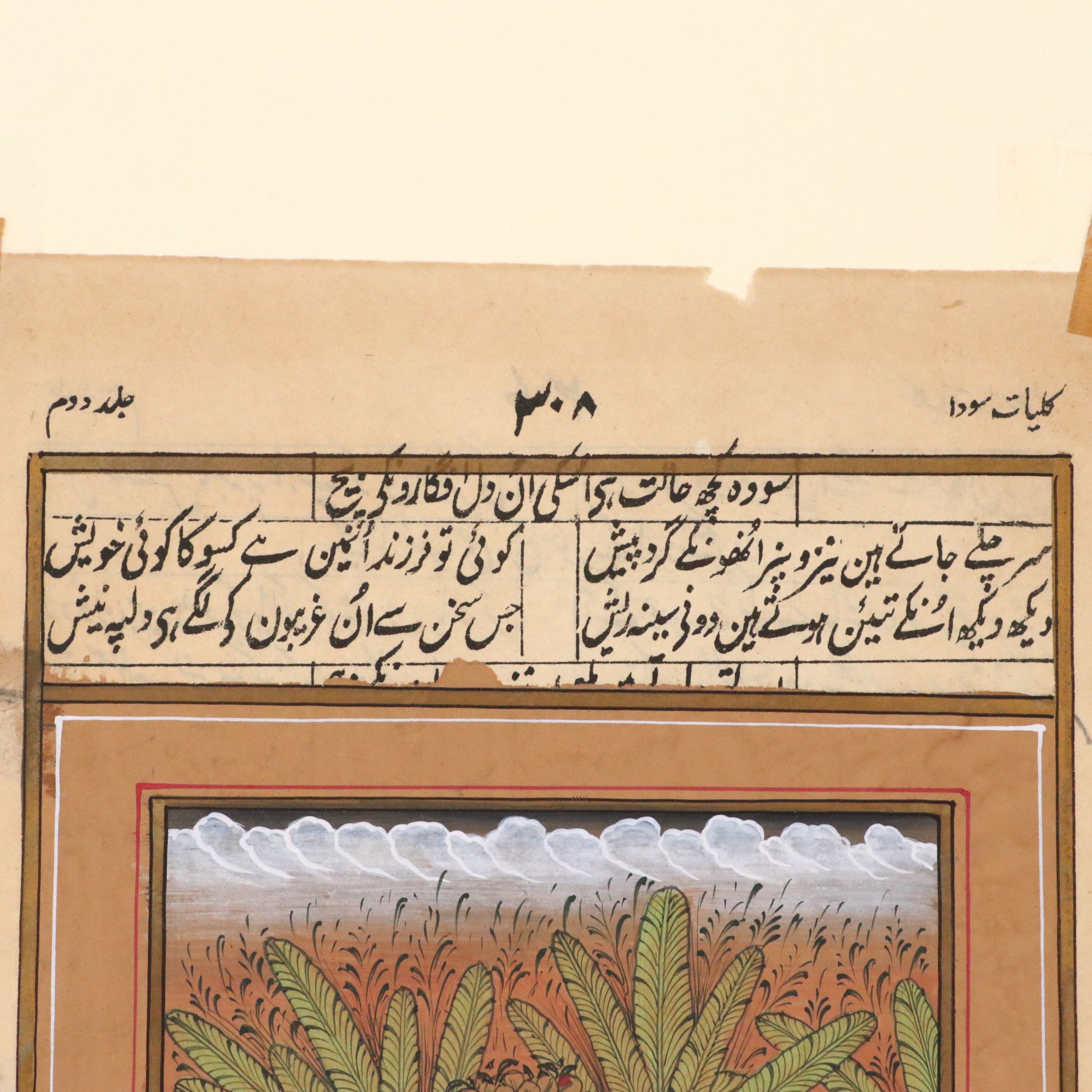 Antique Mughal Indian Illuminated Manuscript Pages