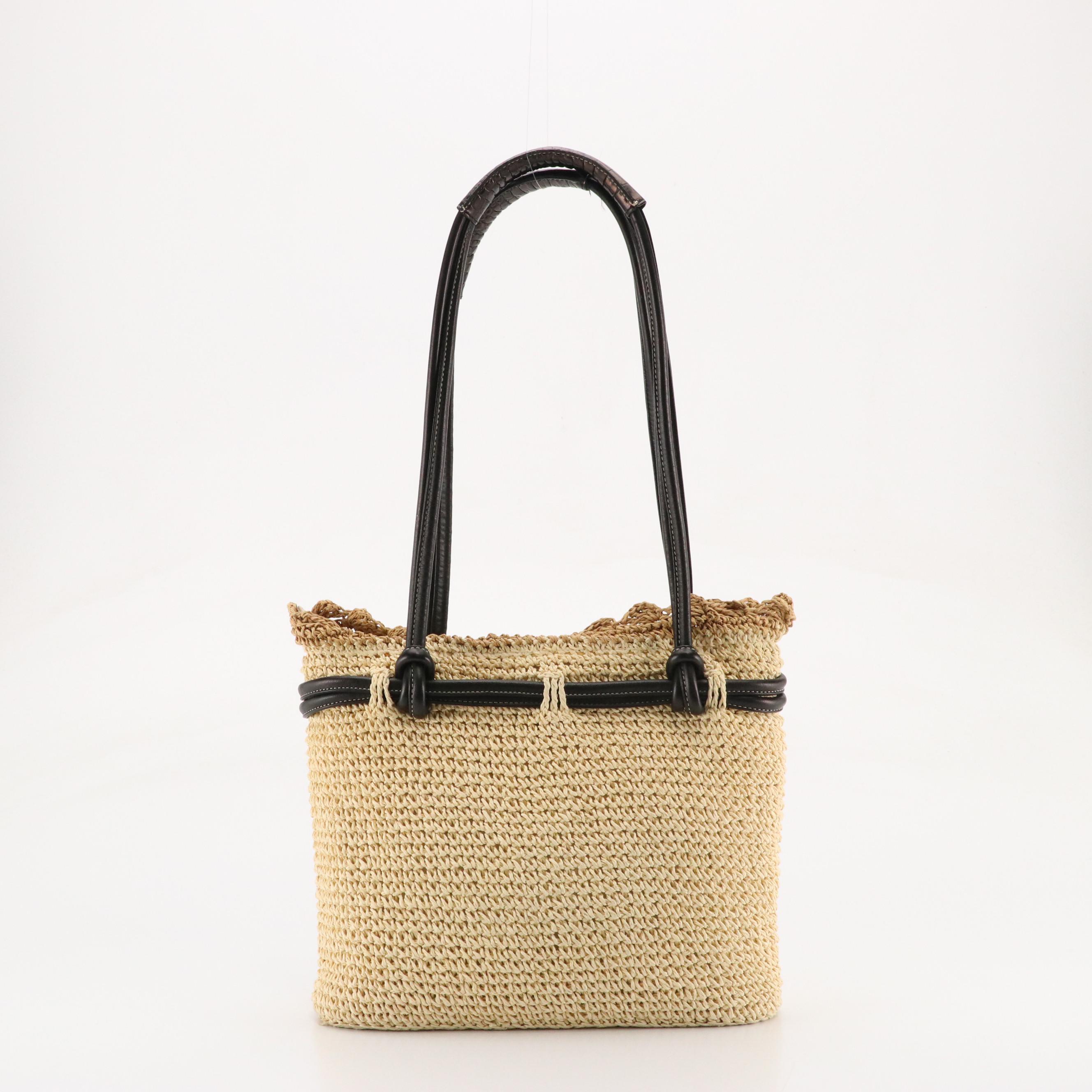 Brighton Tye Woven Raffia Shoulder Bag and Petunia Floral Textile Tote w/ Boxes