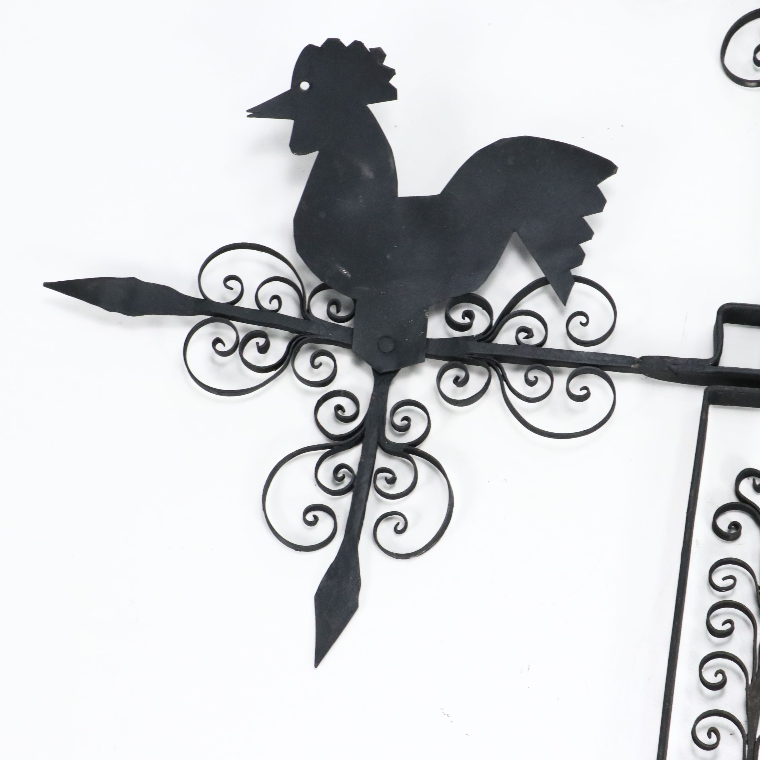 Folk Art Cast Iron Rooster Weather Vane
