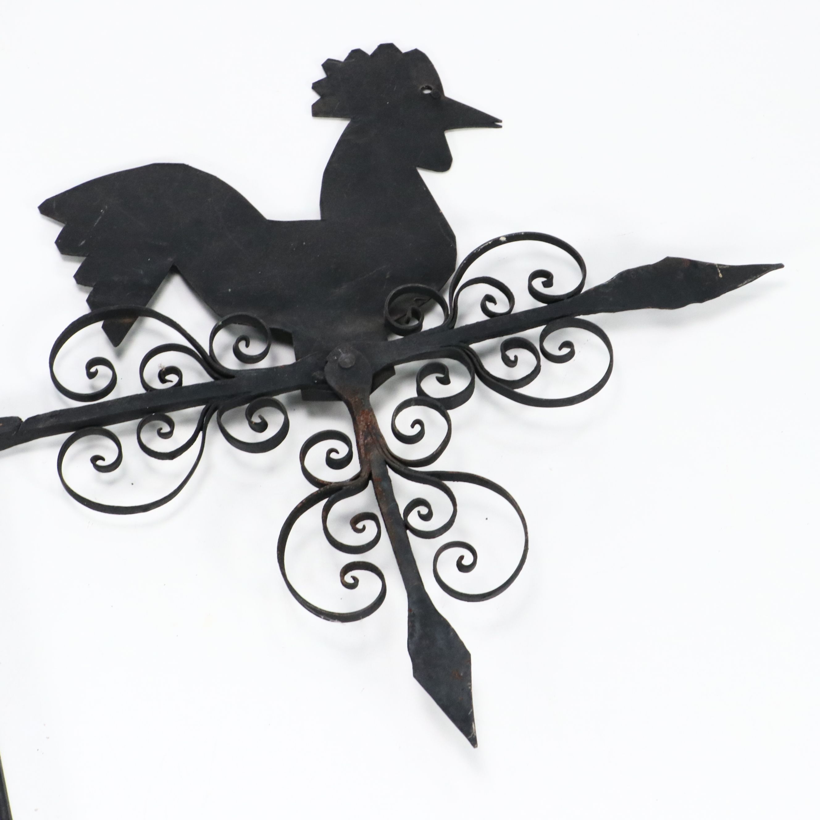 Folk Art Cast Iron Rooster Weather Vane