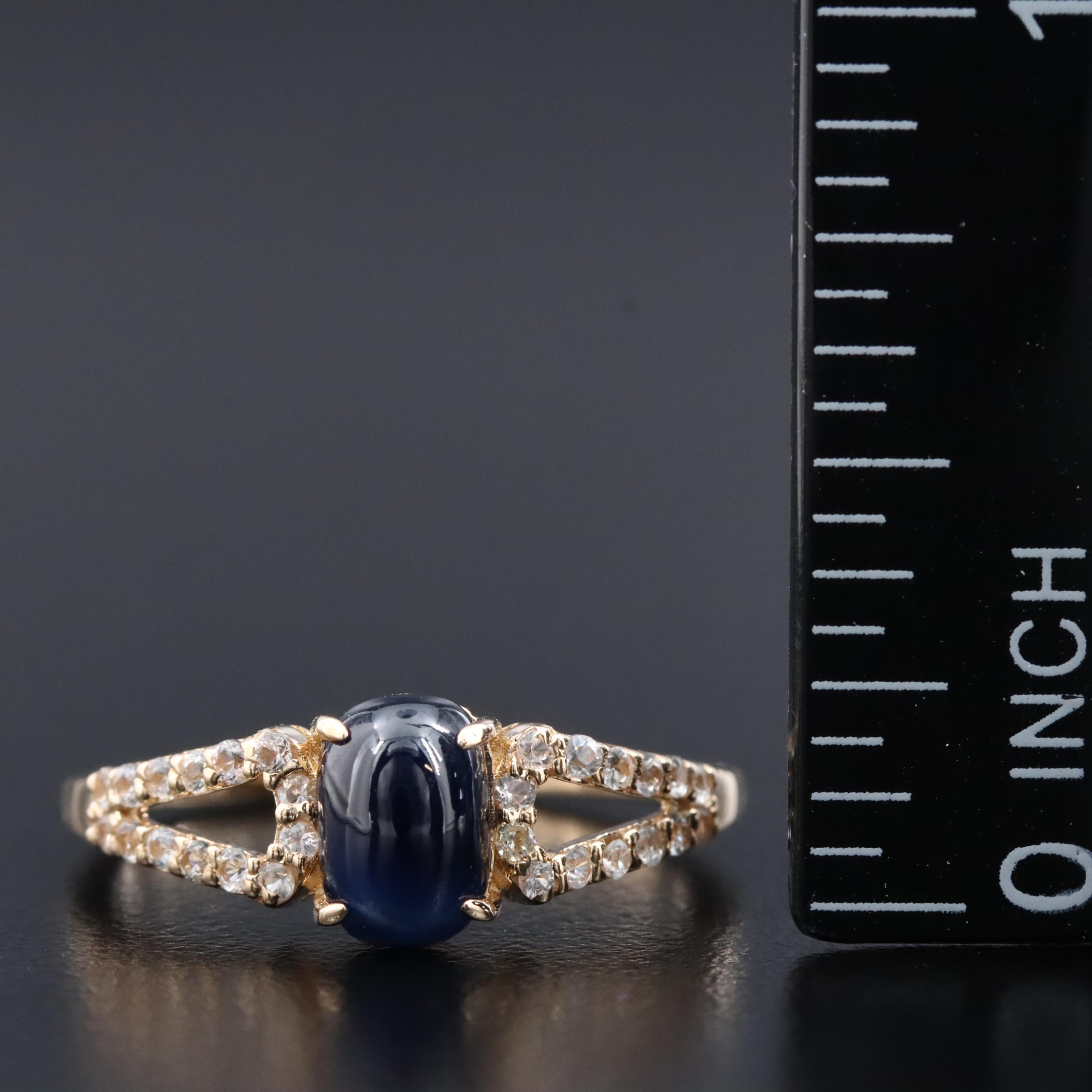 14K 1.37 CT Sapphire and White Sapphire Ring