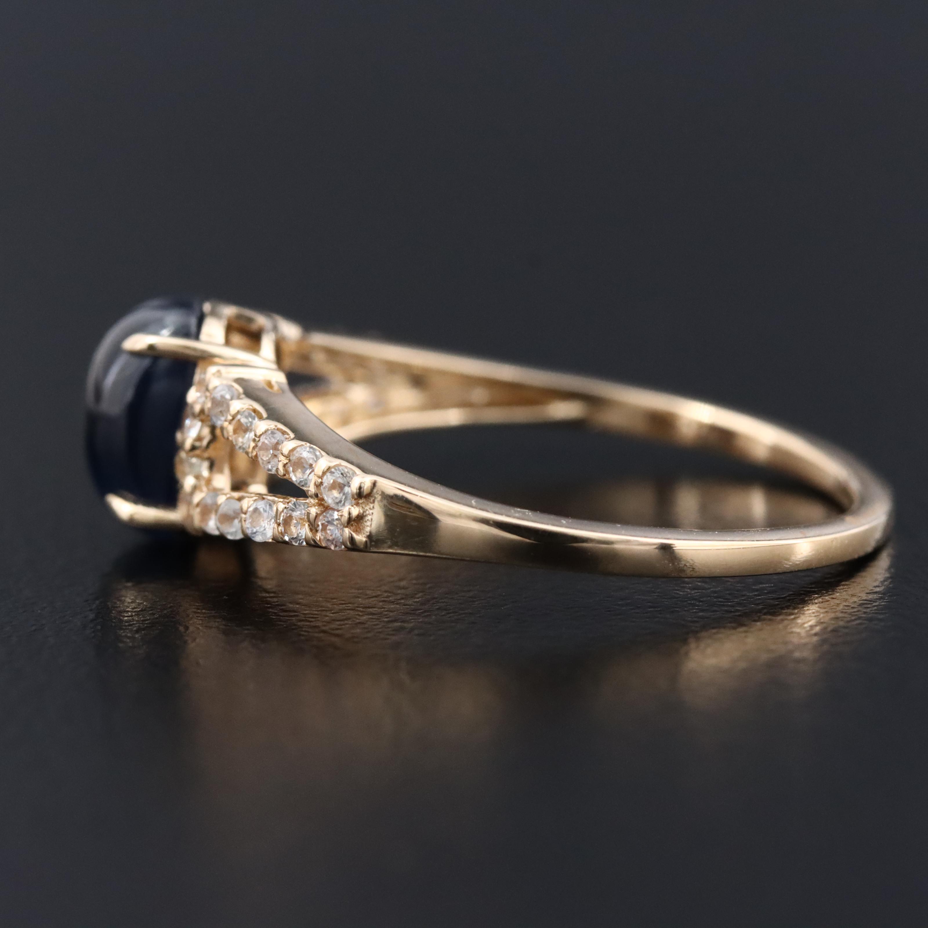 14K 1.37 CT Sapphire and White Sapphire Ring