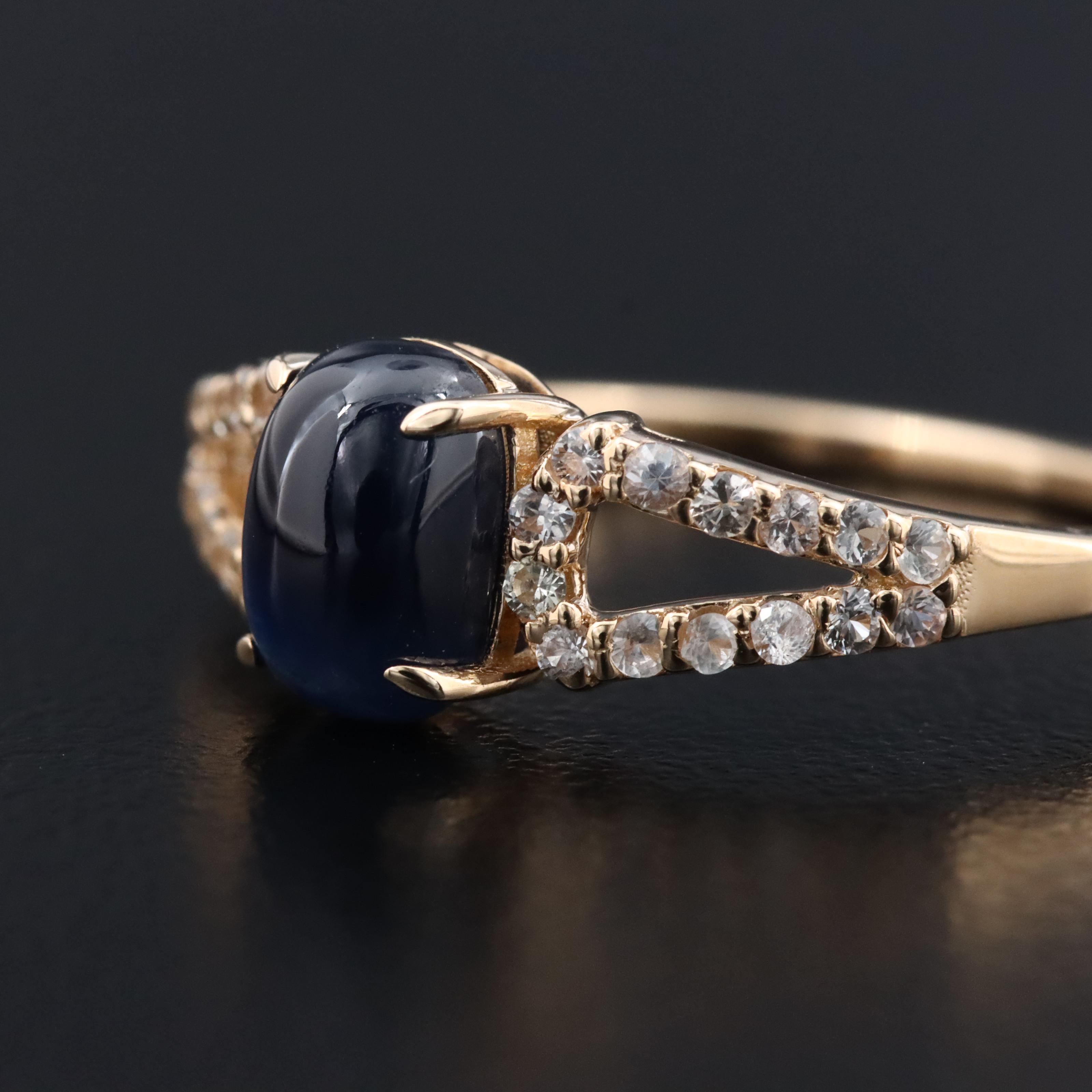 14K 1.37 CT Sapphire and White Sapphire Ring