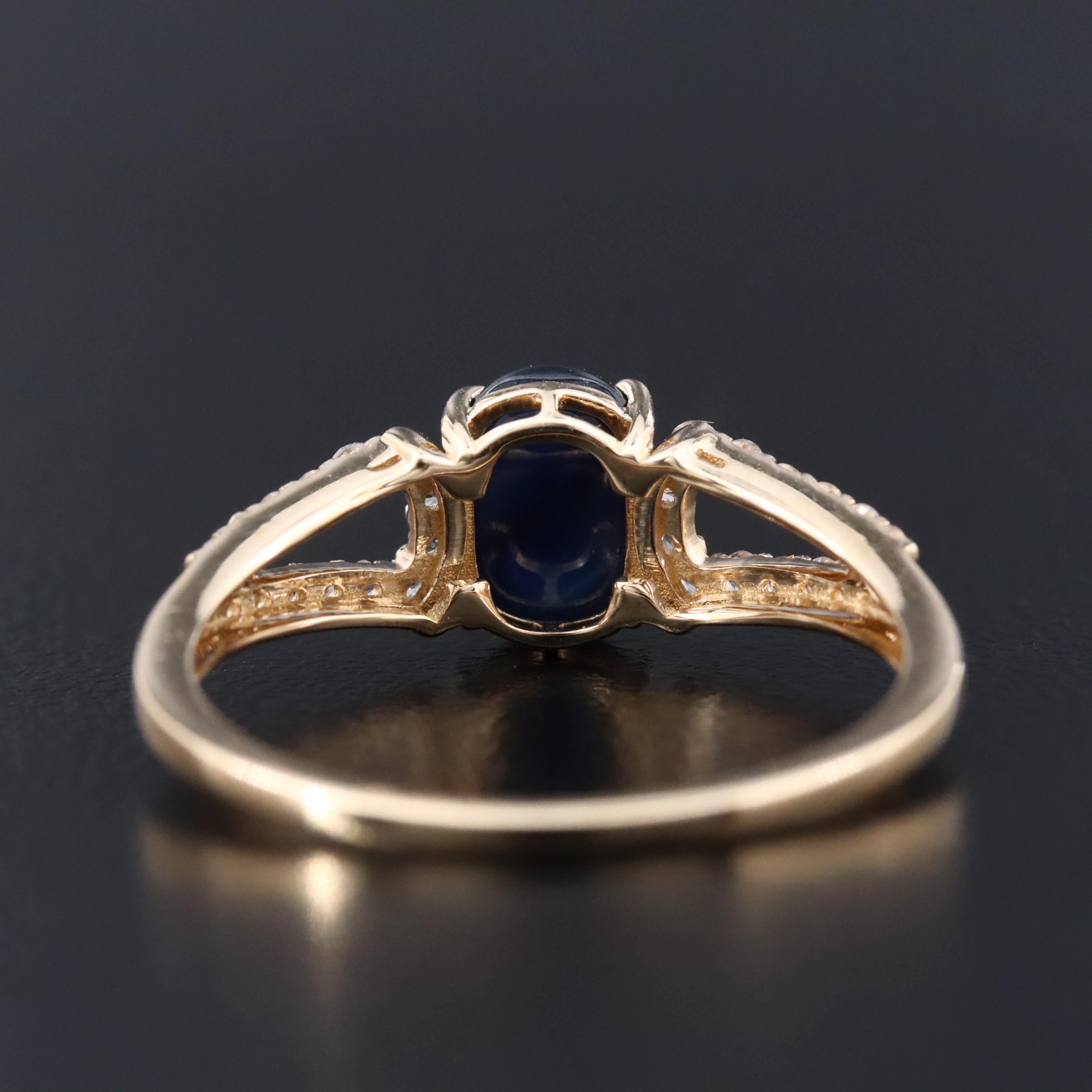 14K 1.37 CT Sapphire and White Sapphire Ring