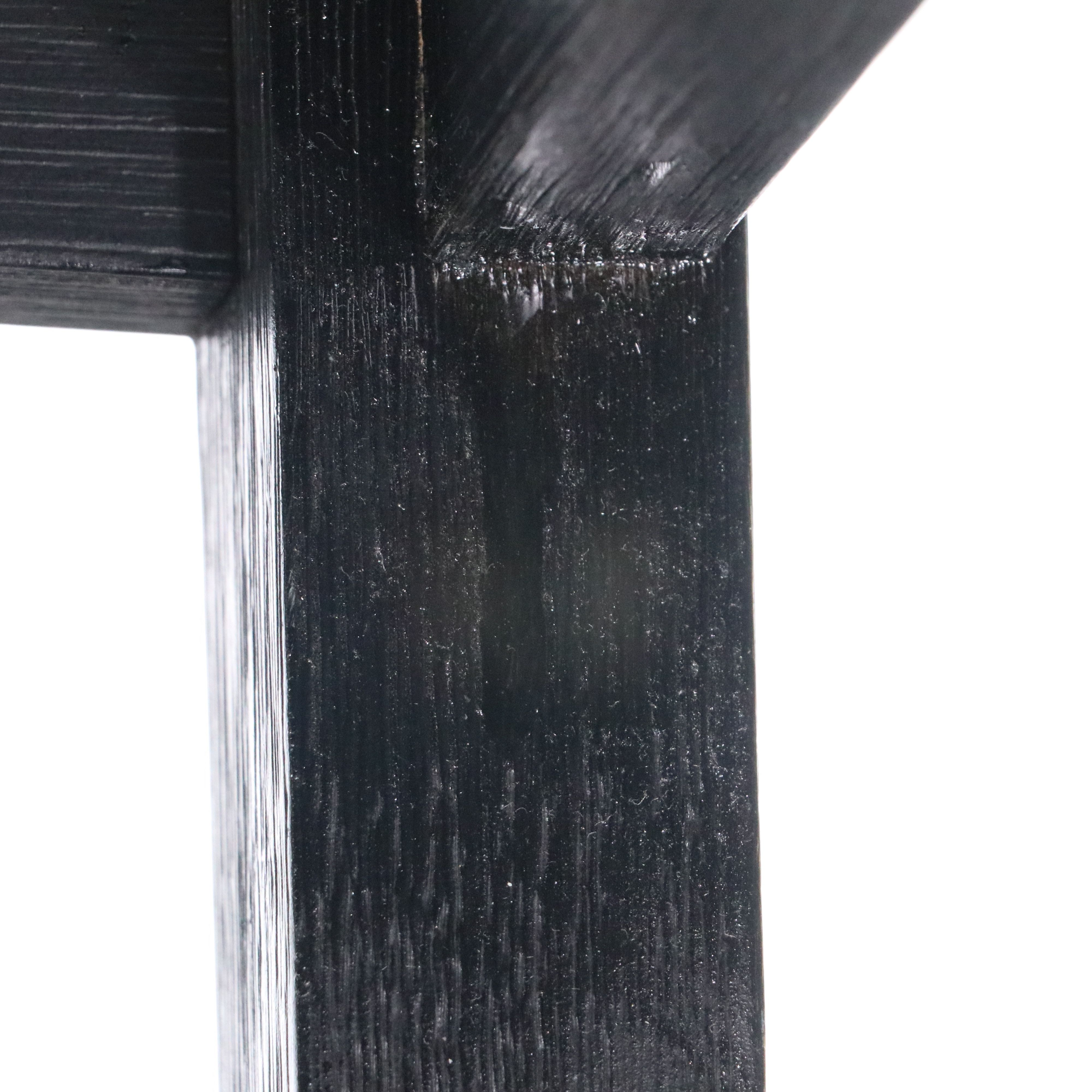 Set of Three Blue Faux Leather Upholstered Ebonized Wood Barstools