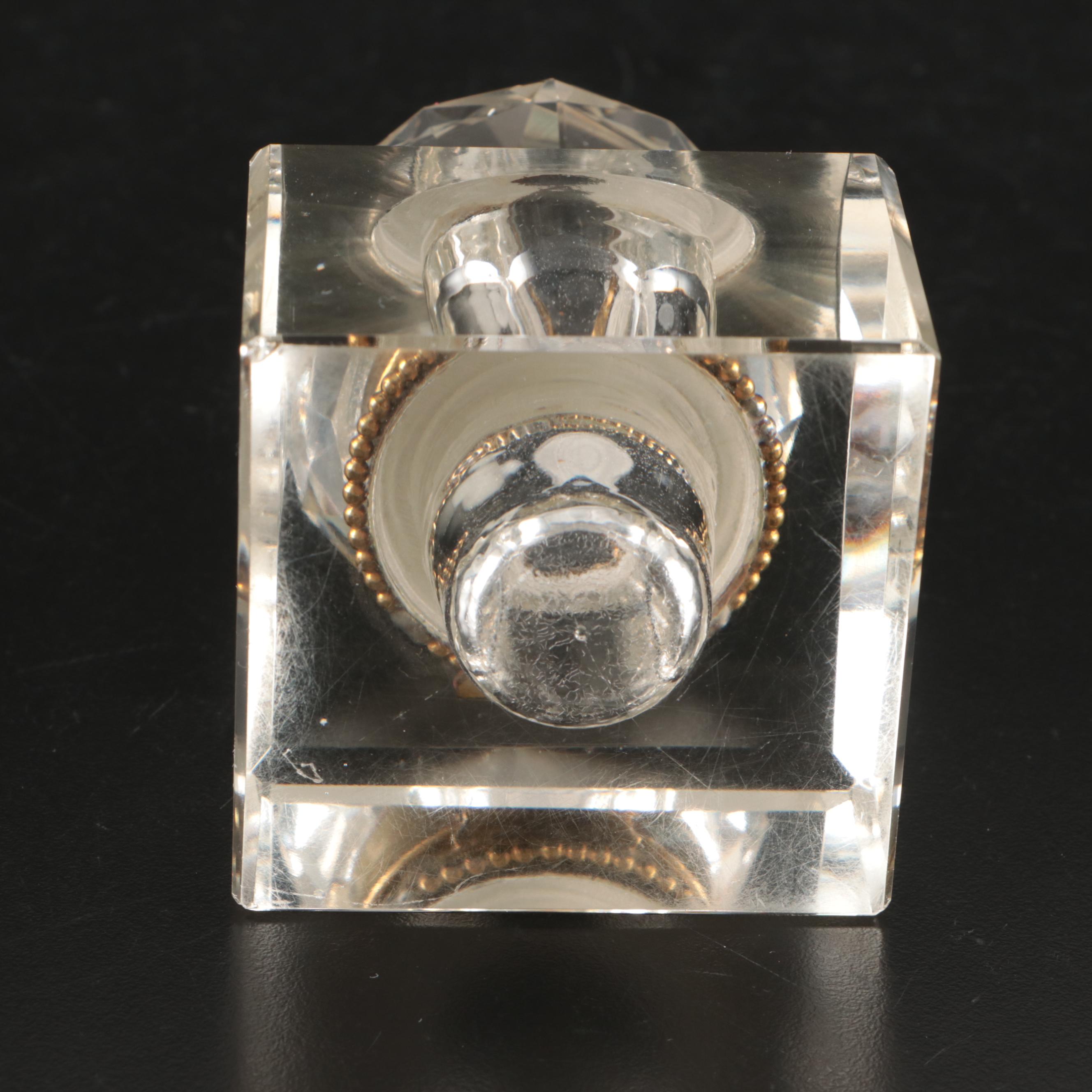 Victorian Glass and Brass Inkwells, Late 19th/Early 20th Century