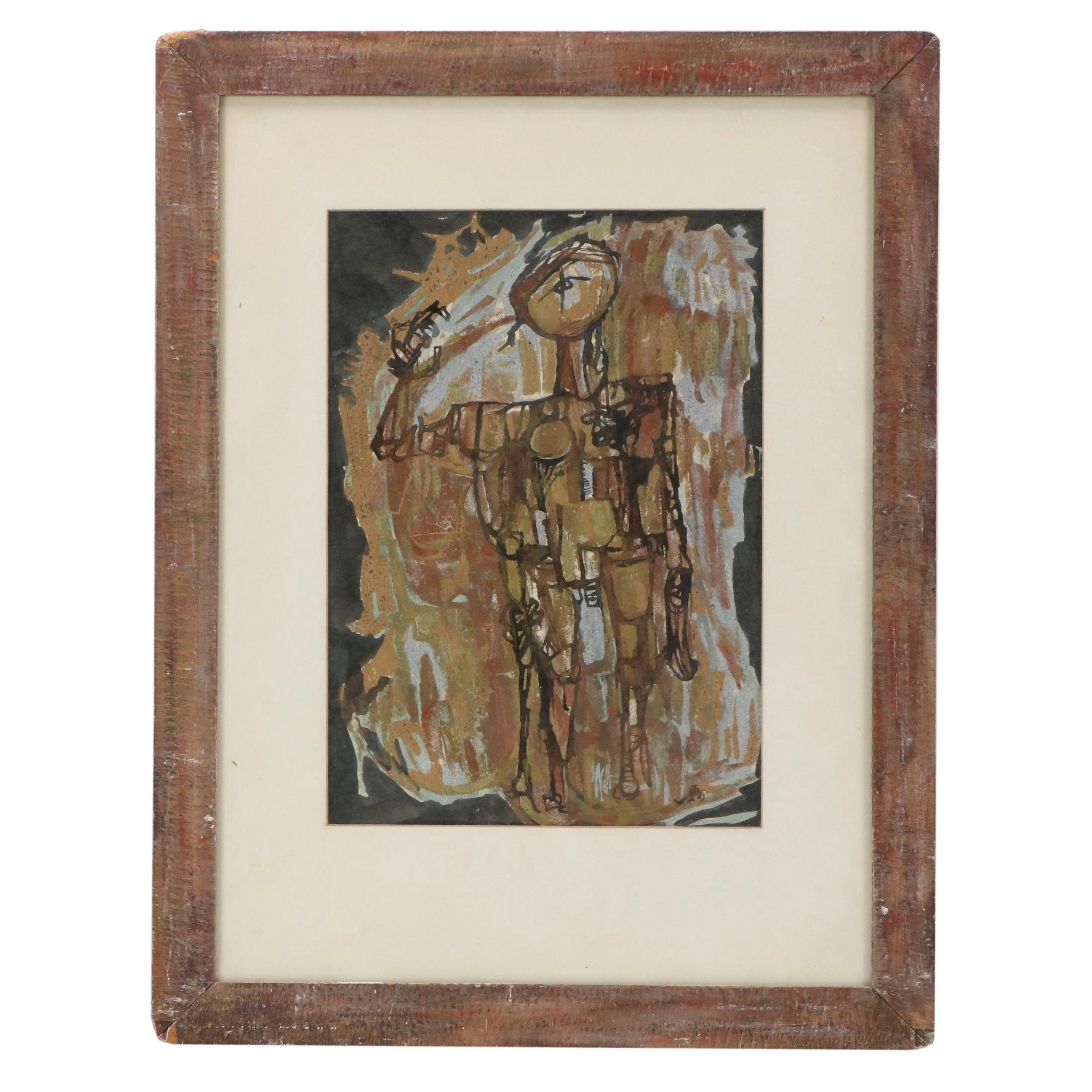 Abstract Figurative Acrylic Painting "Defeated General," 1963