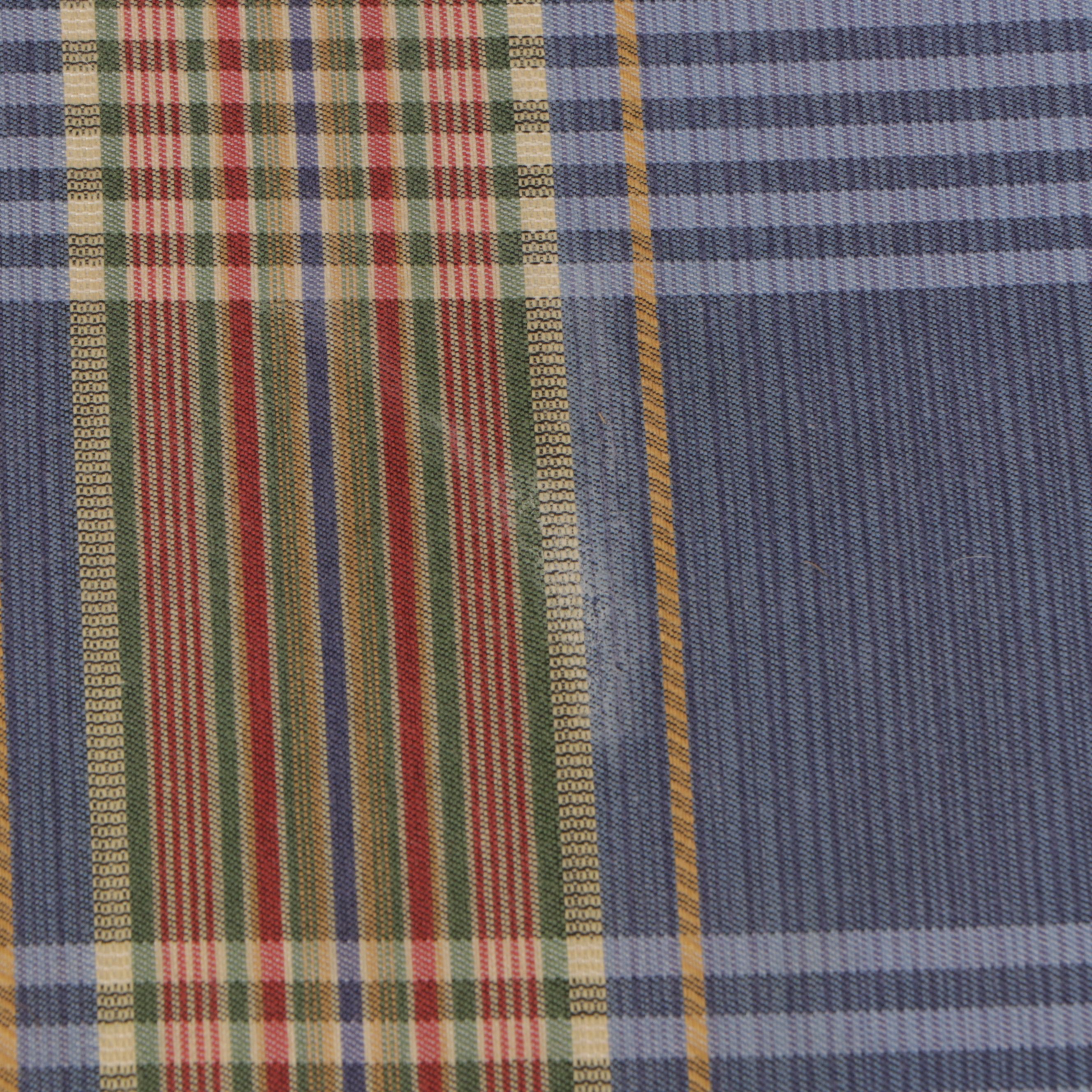 Queen Anne Style Plaid Fabric Upholstered Wingback Armchair