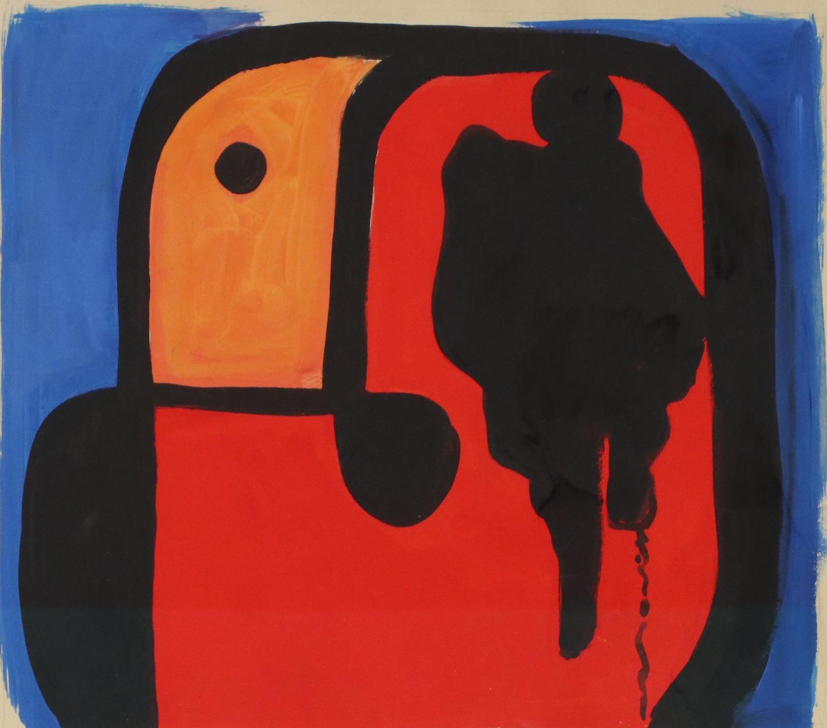 Modernist Acrylic Painting After Joan Miró "Tête d'homme"