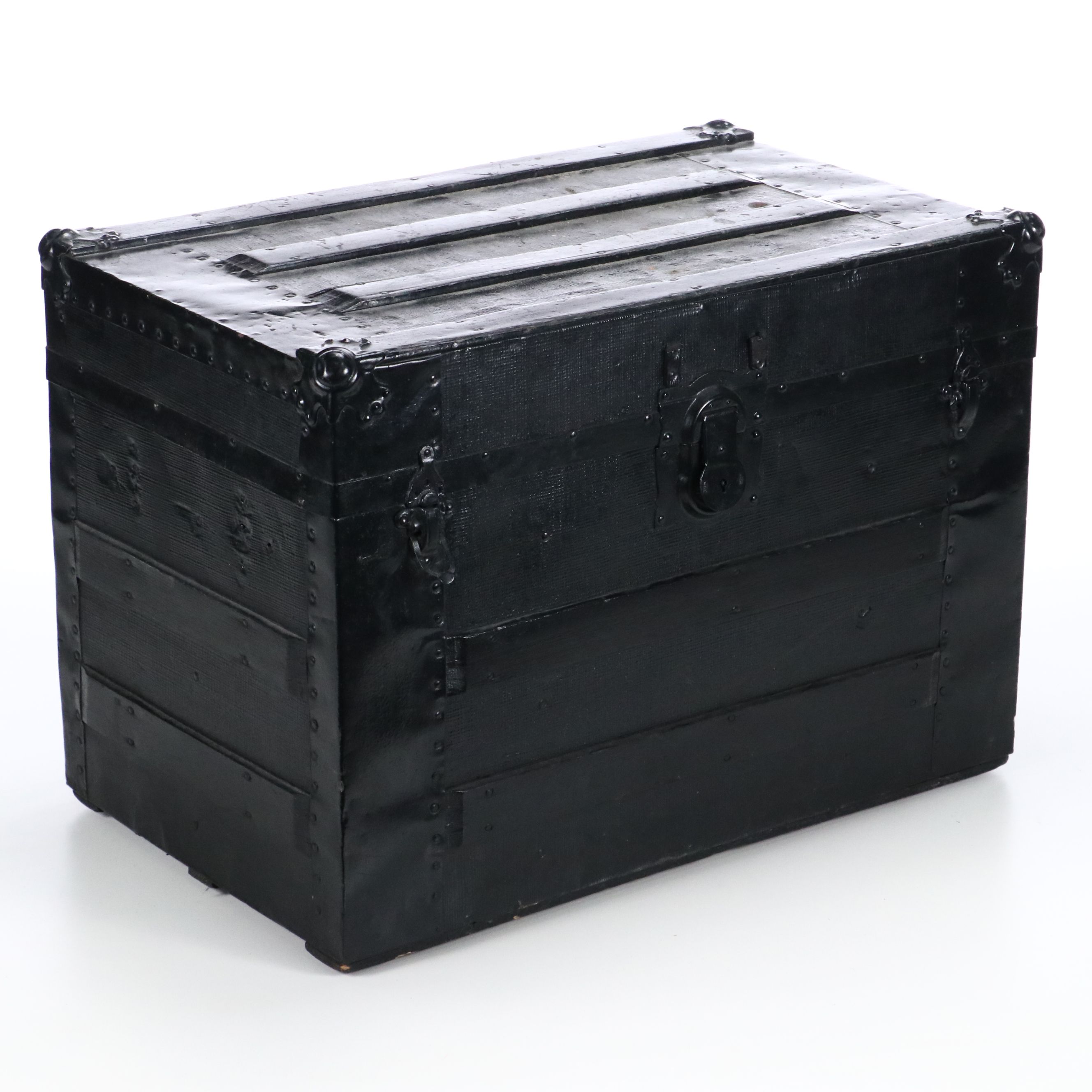 Vintage Black Wood Steamer Trunk