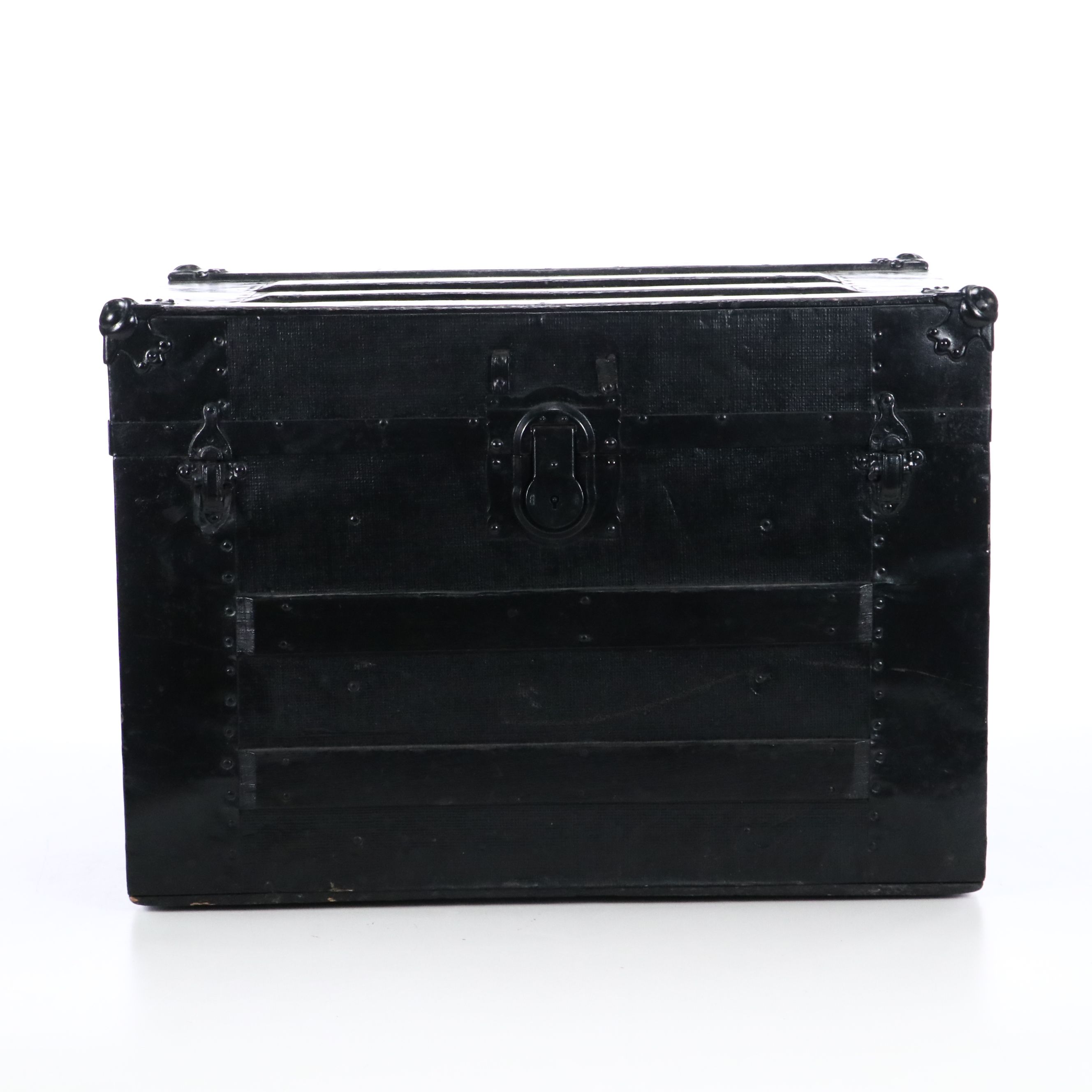 Vintage Black Wood Steamer Trunk