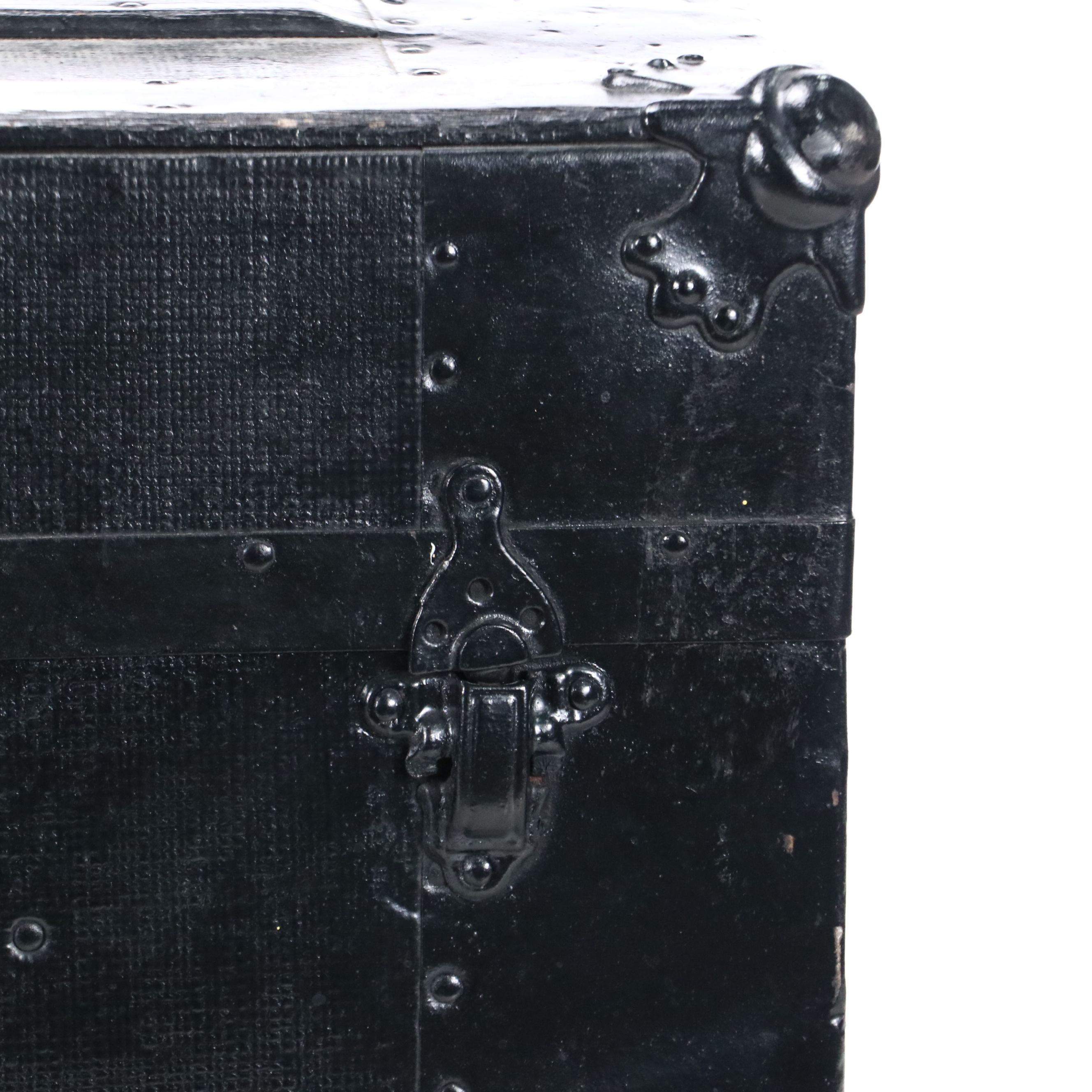 Vintage Black Wood Steamer Trunk