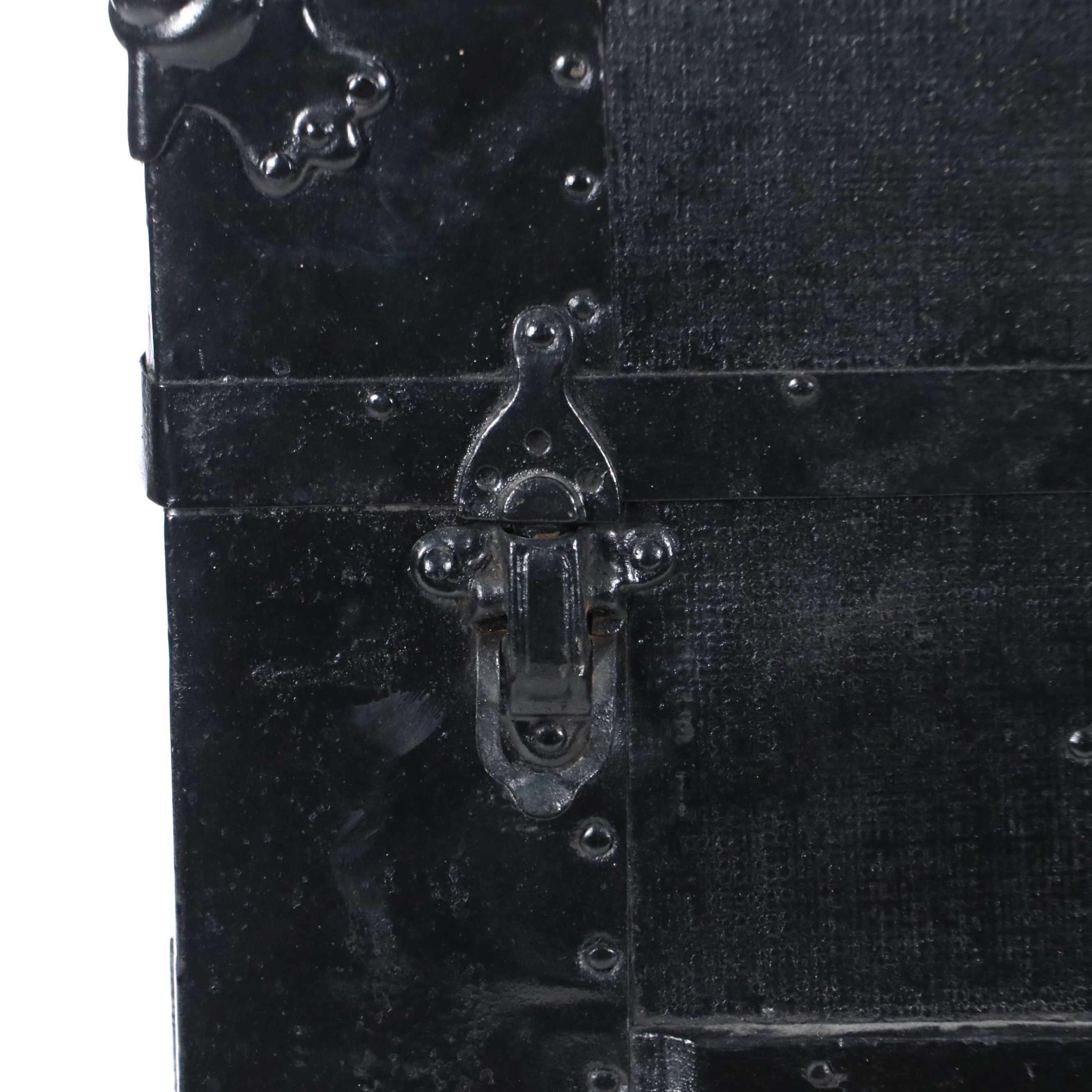 Vintage Black Wood Steamer Trunk