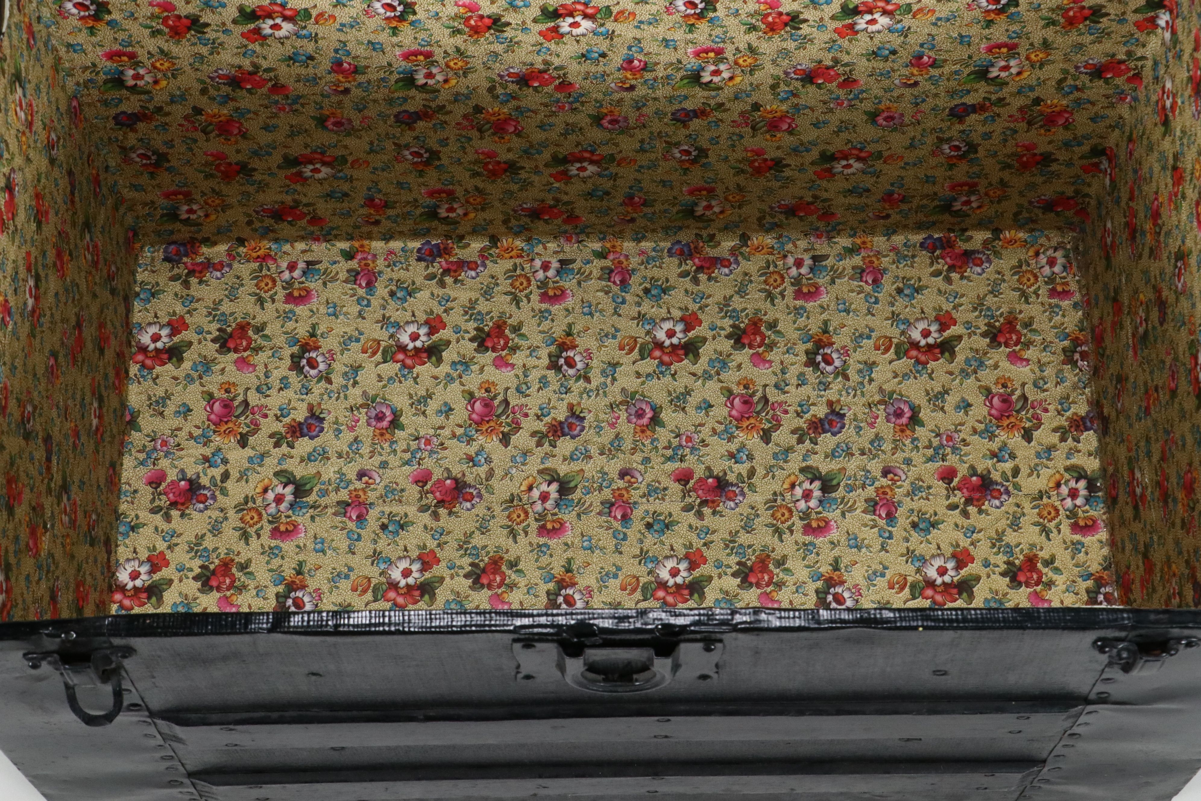 Vintage Black Wood Steamer Trunk