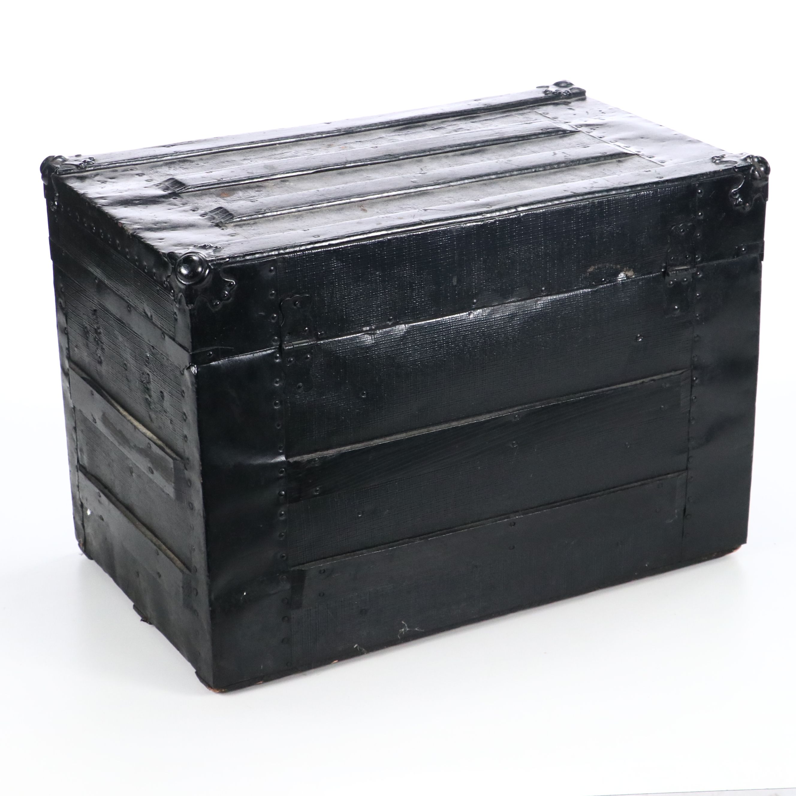 Vintage Black Wood Steamer Trunk