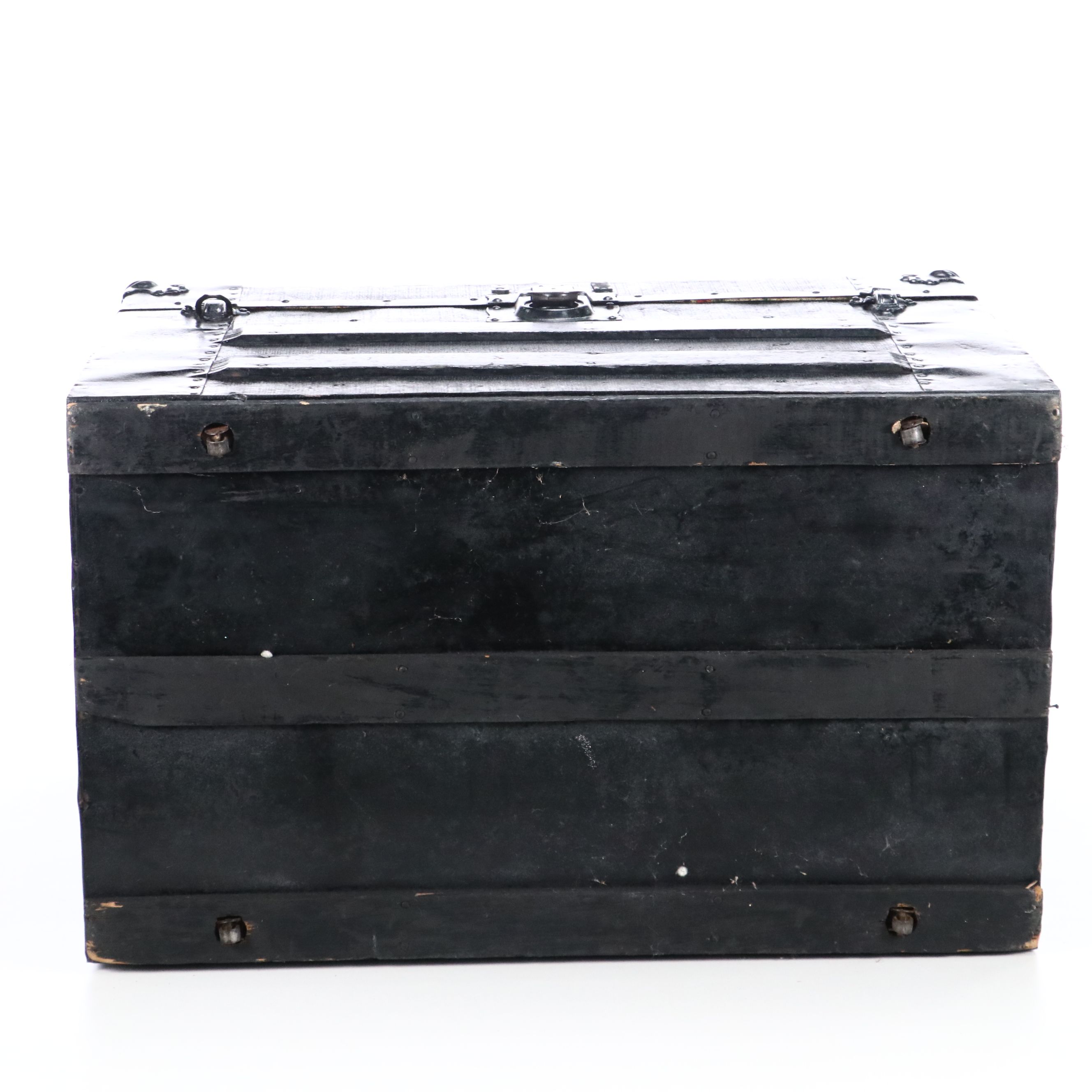 Vintage Black Wood Steamer Trunk