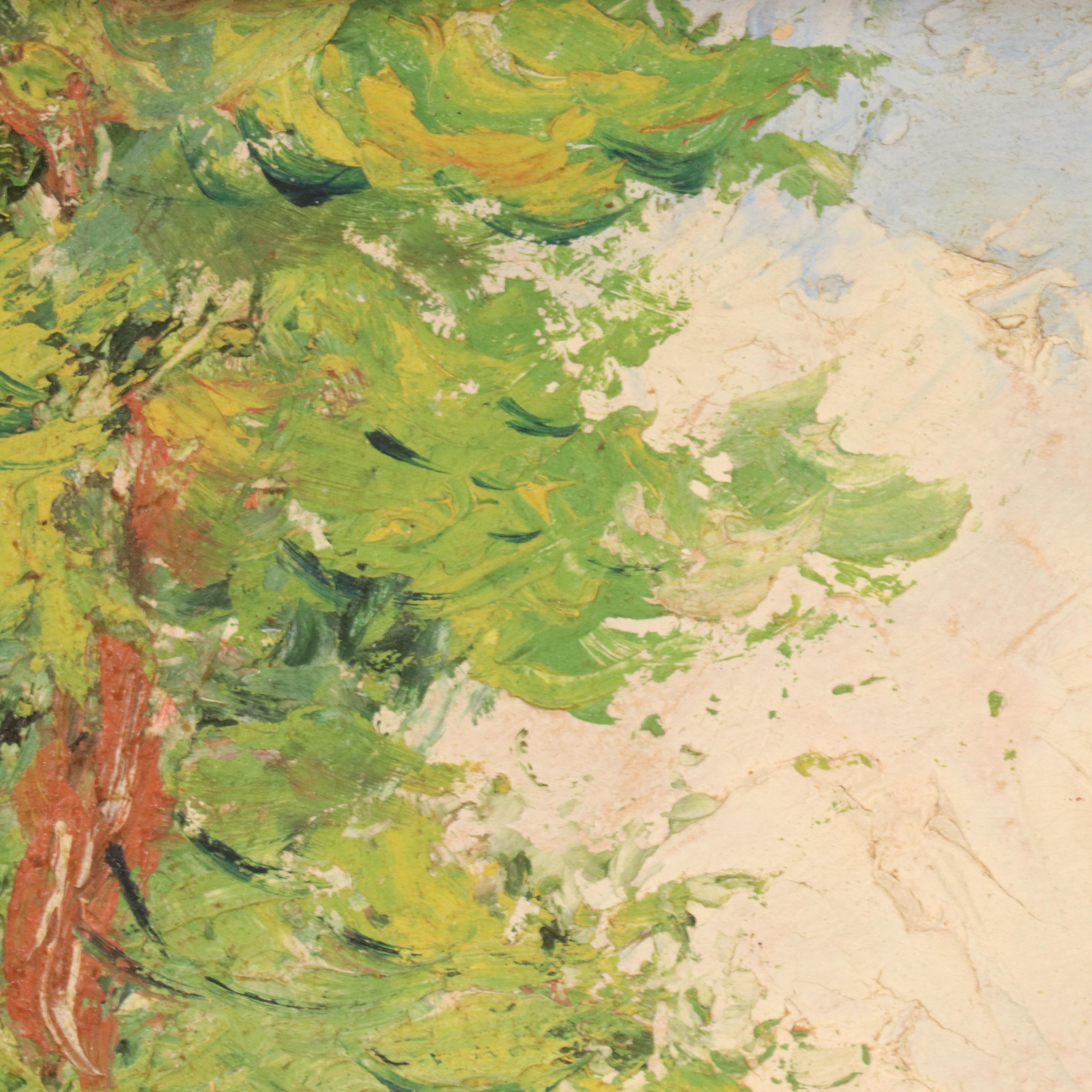 Waterfall Landscape Oil Painting, Mid-20th Century