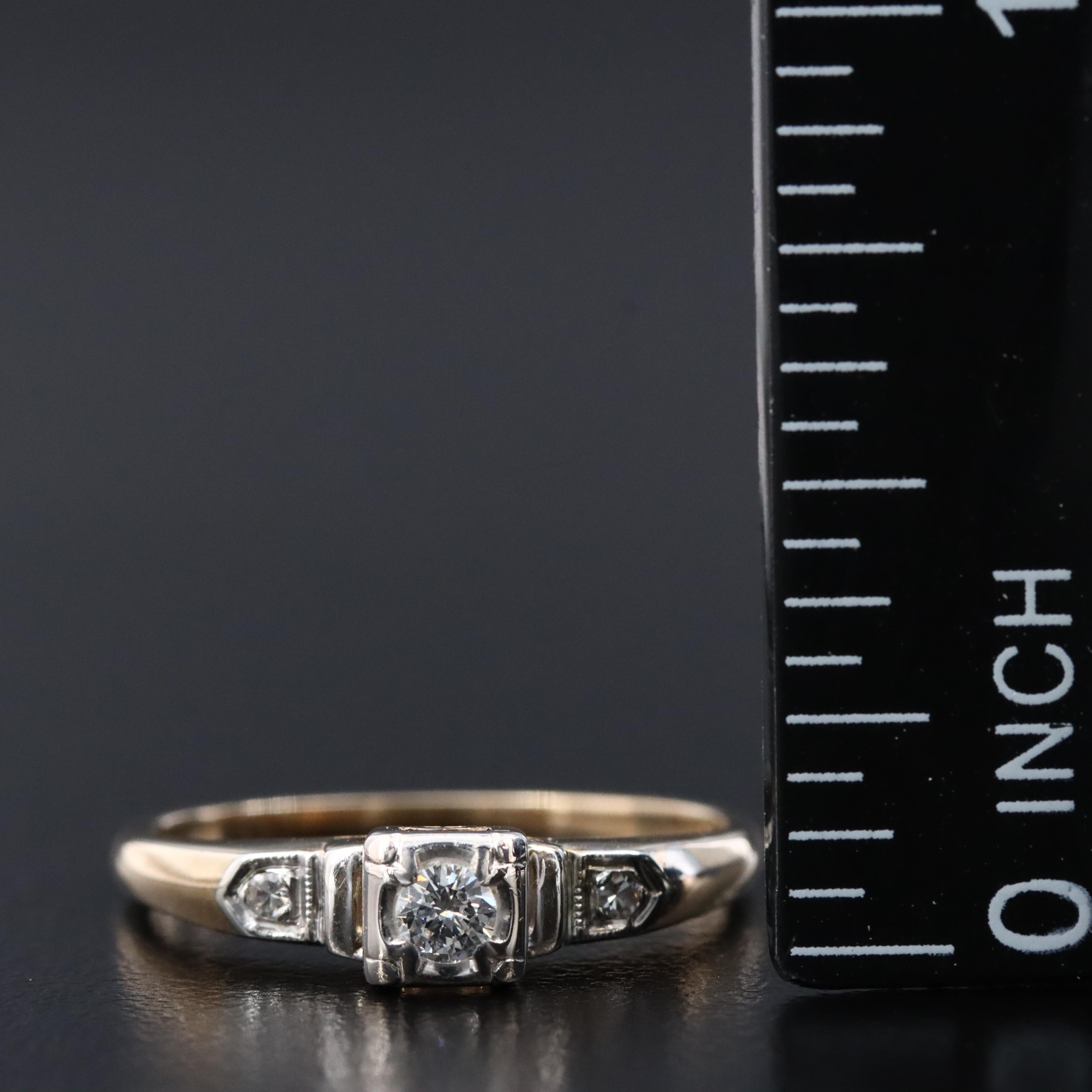 Vintage 14K 0.10 CTW Diamond Ring with 18K Settings