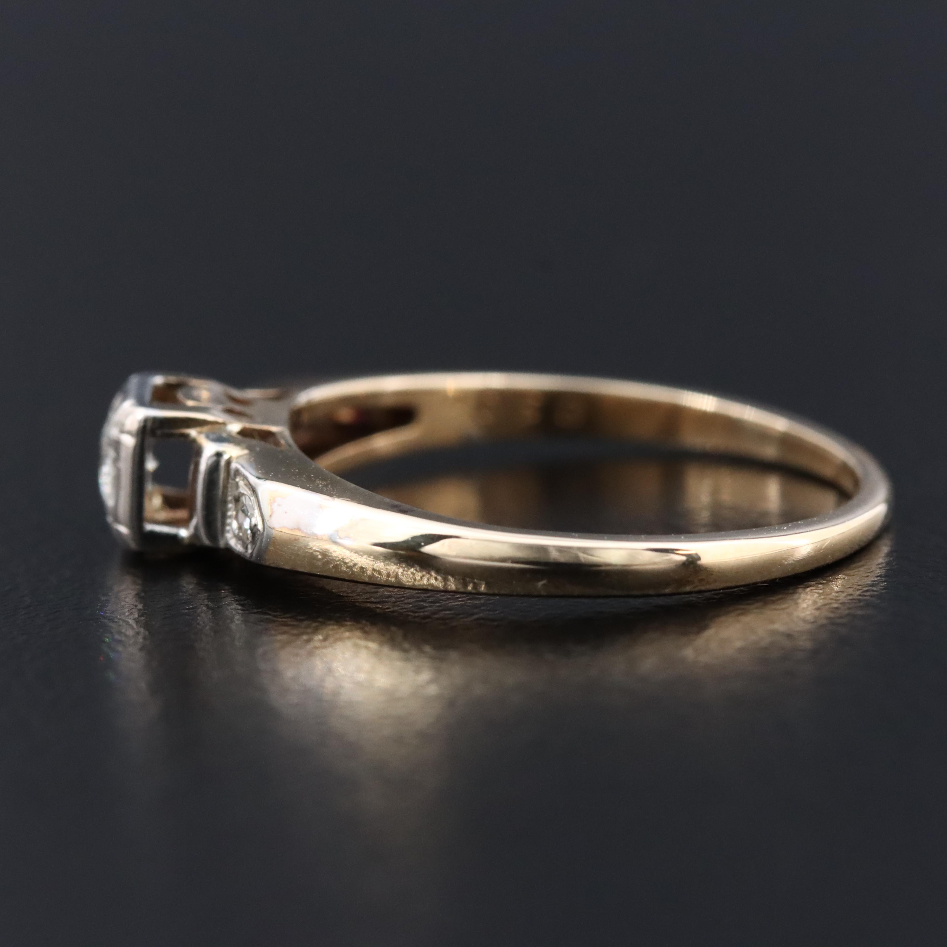 Vintage 14K 0.10 CTW Diamond Ring with 18K Settings